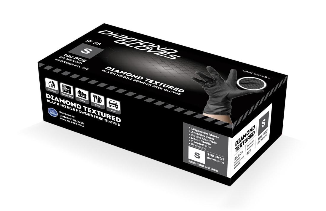 Industrial Powder Free Black Nitrile Gloves XS to XXL 9mil 10x100pcs/Bx