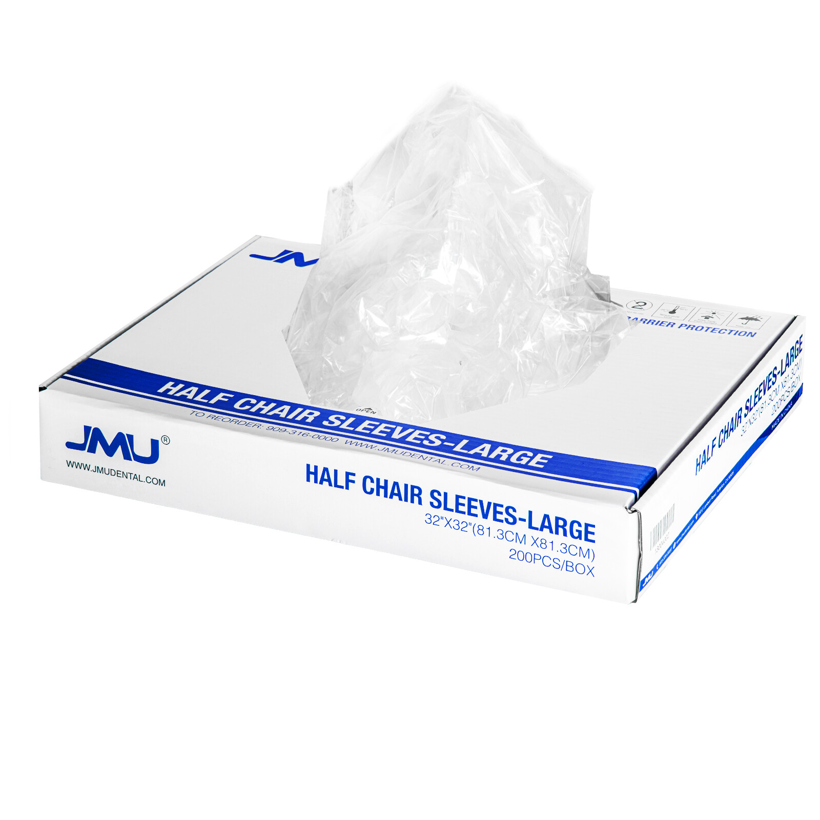 Dental Half Chair Cover Plastic Clear Protector Sleeve Large 32″x 32″ Box of 200