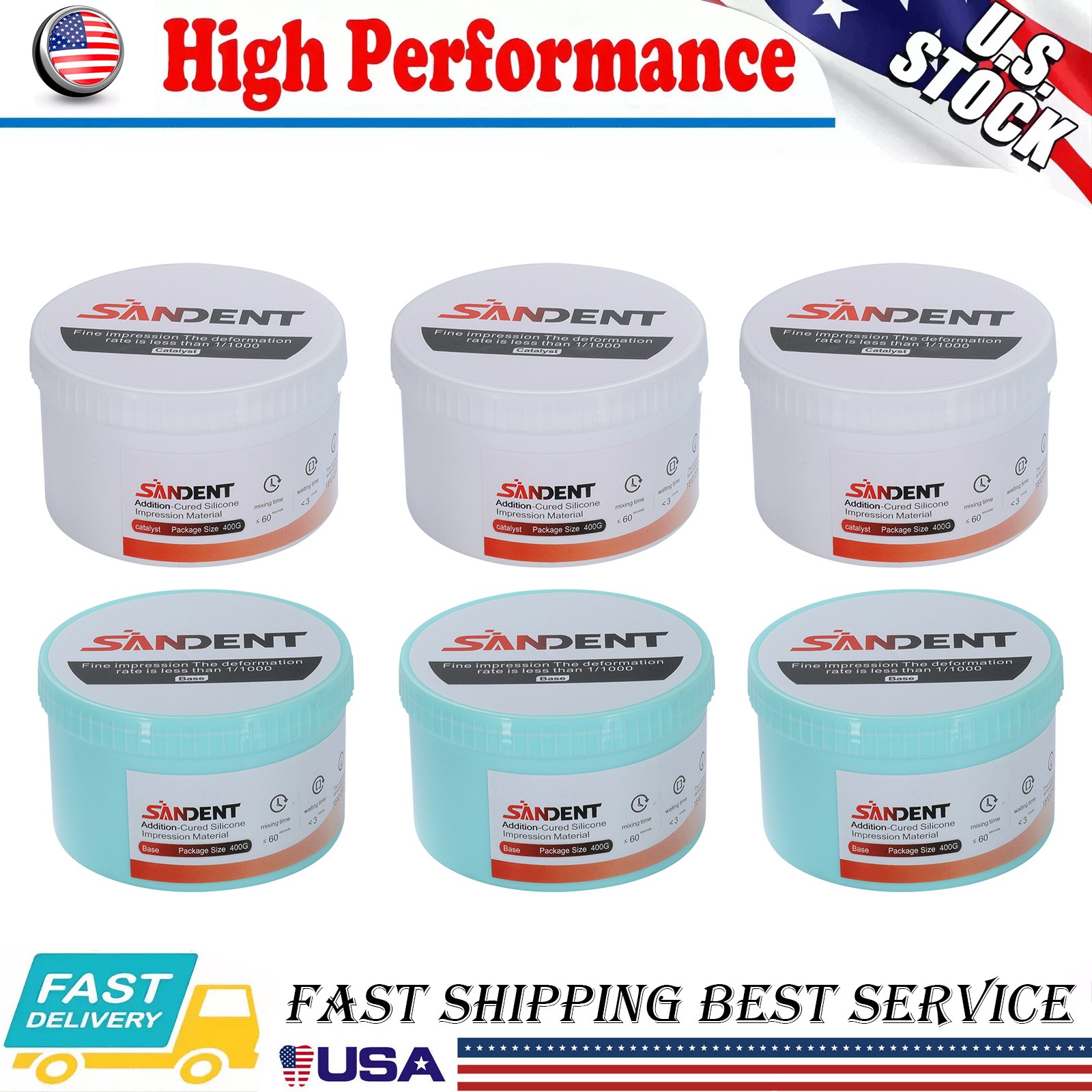 1-10 Sets Dental Putty Fast Set PVS VPS Impression Material 2 x 400 ml SA