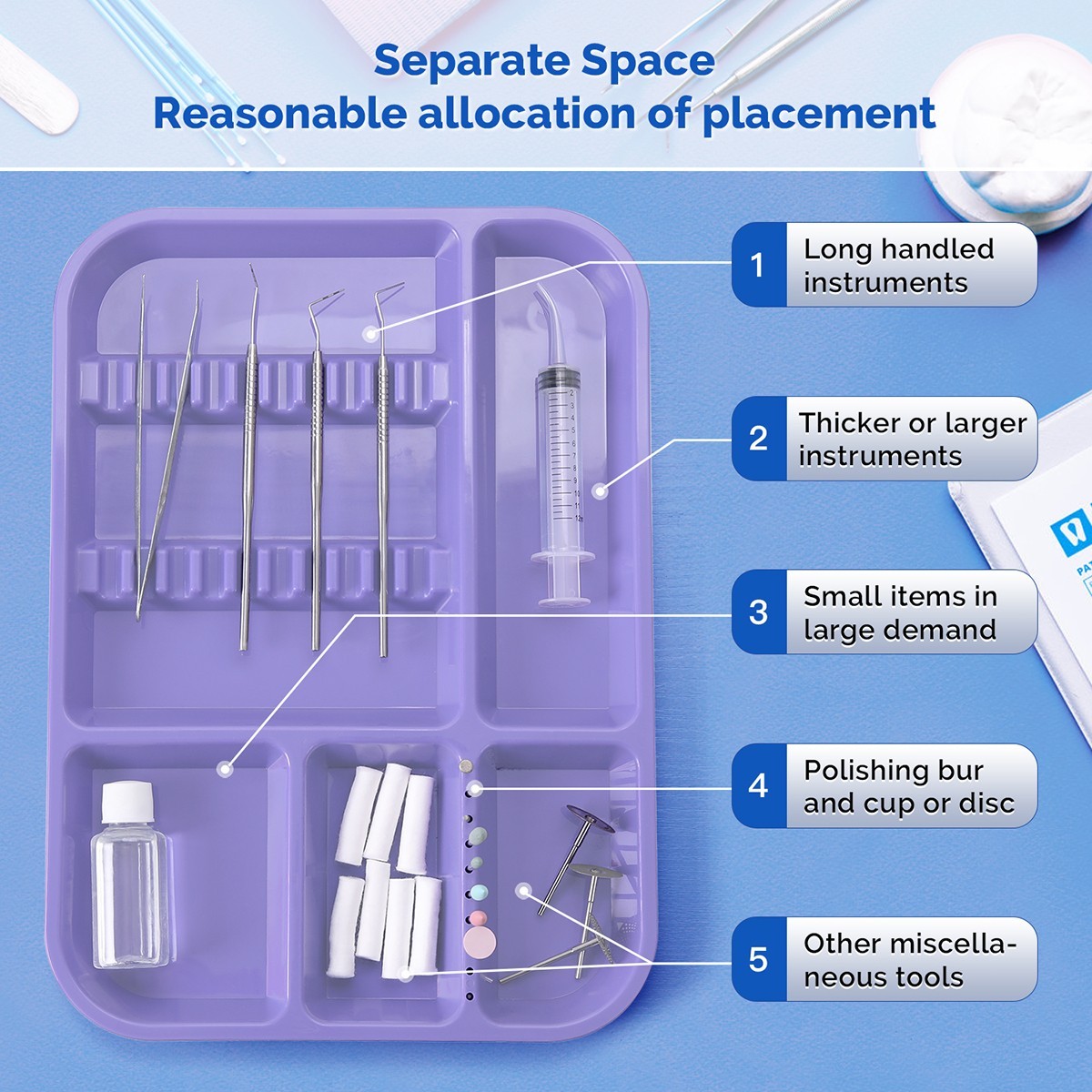 Dental Autoclavable Plastic Instrument Set Up Flat Tray /Divided Tray Size B