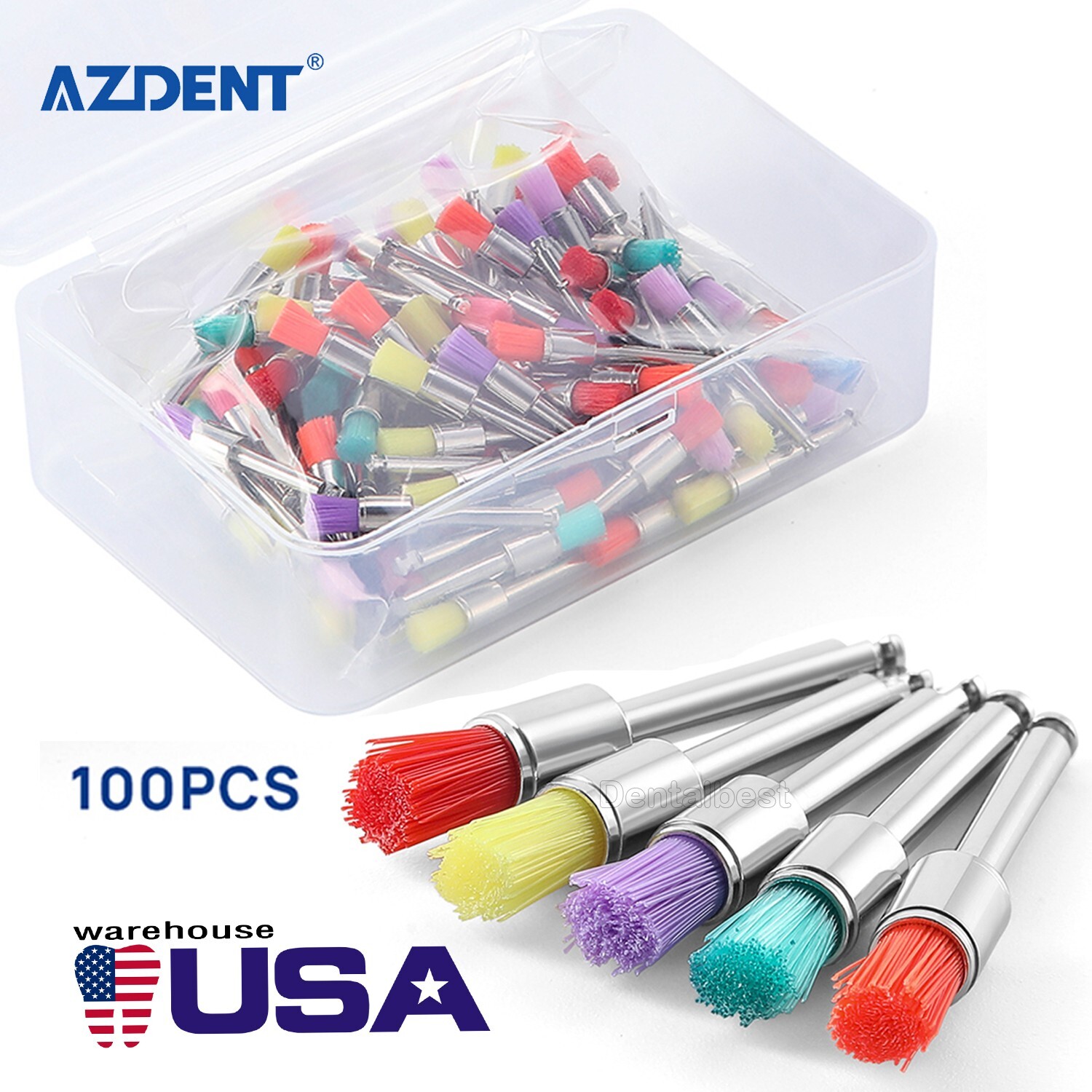 100 Brush Prophy Polisher Brush Latch Flat Type (RA) Nylon Bowl Polishing Dental