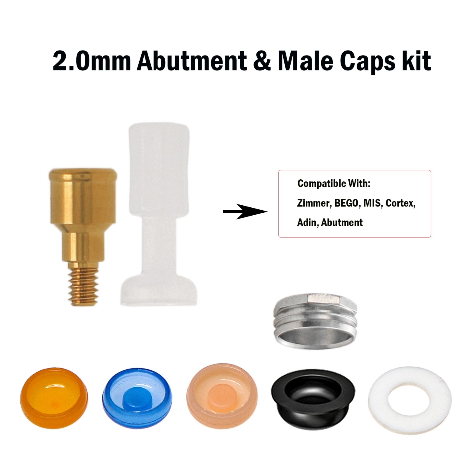 US Locator Abutment for Zimmer Screw-Vent 3.5 Titanium Abutment Male Cap Inserts