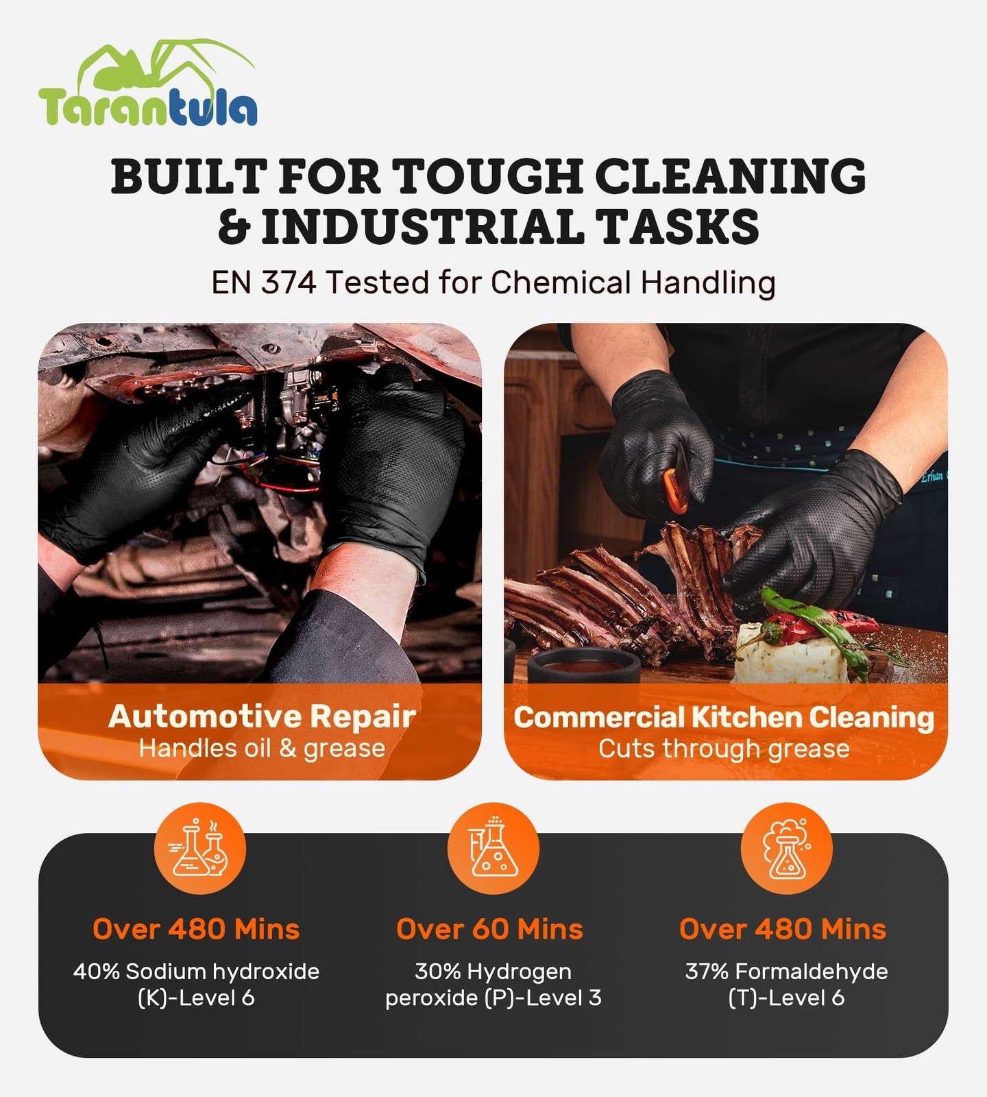 Tarantula 8-mil Disposable Nitrile Gloves, Heavy-Duty Fully Diamond Textured,…