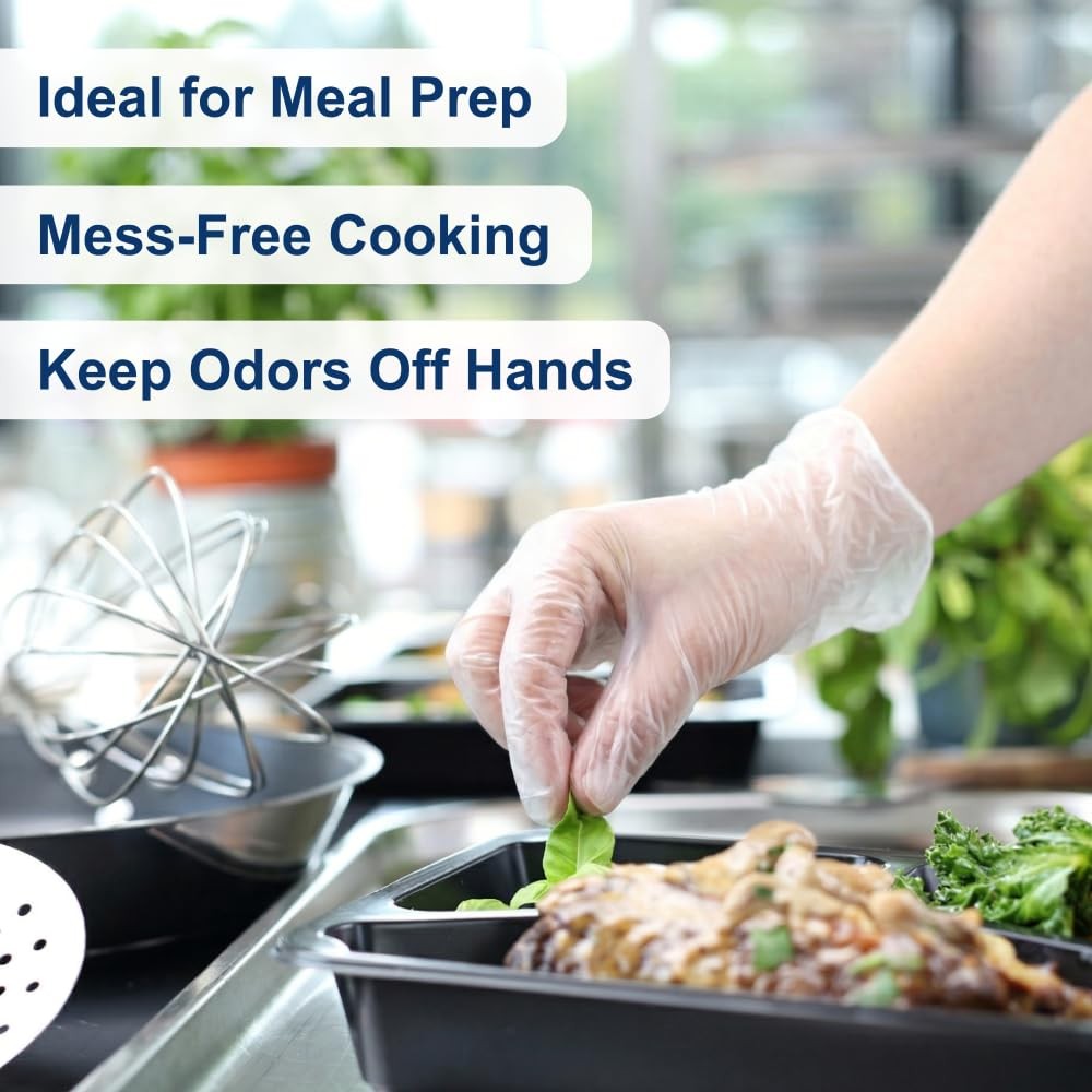 Vinyl Disposable Gloves, Latex Free, Powder Free, Food Safe For Meal Prep