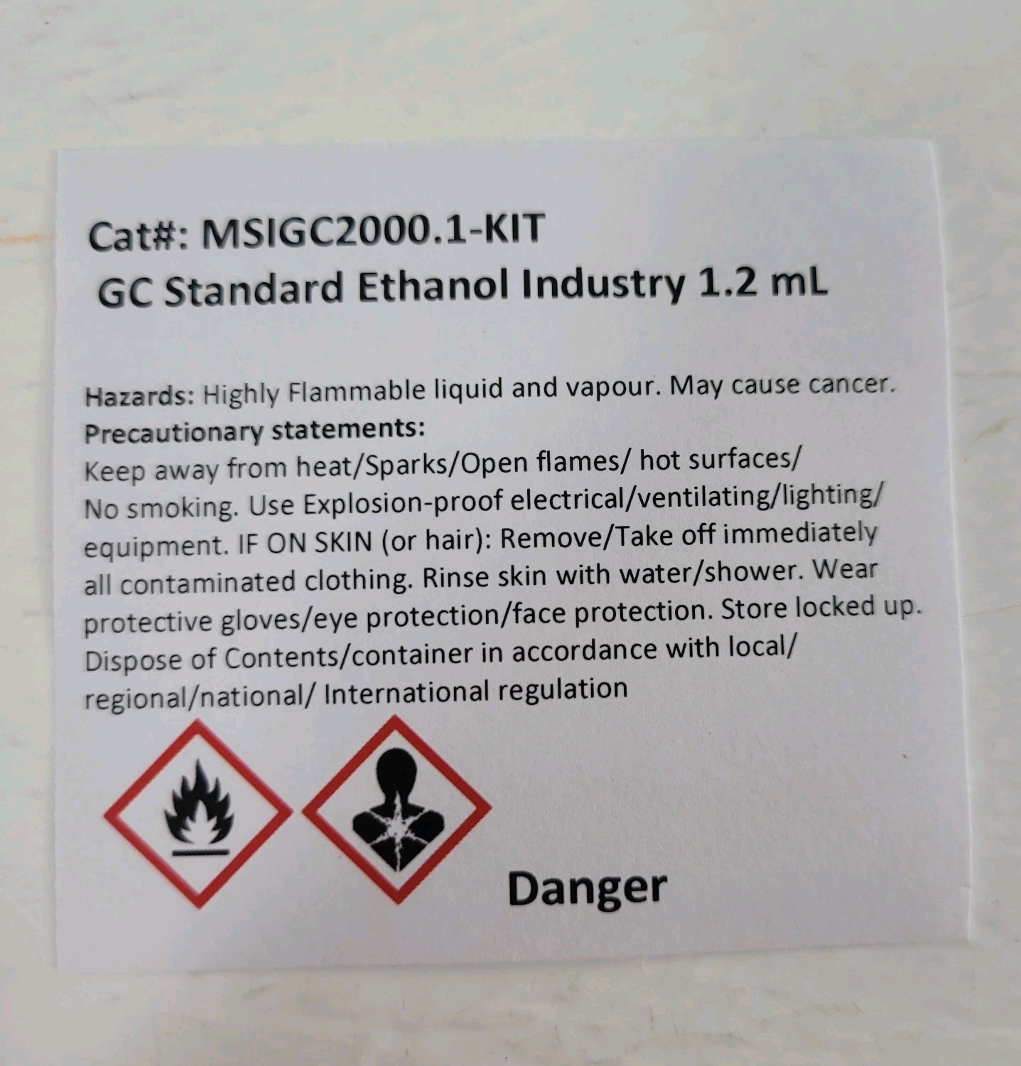 Expired 3 Count MSI GC Standard Ethanol Industry 1.2 mL MSIGC2000. 1-Kit