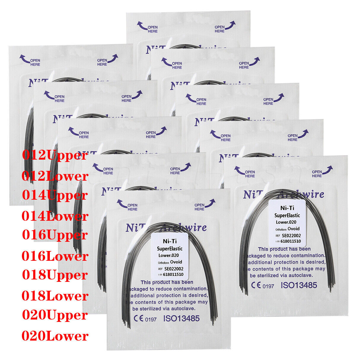 10 pcs/bag Dental Orthodontic Super Elastic Niti Arch Wire Round Ovoid Form