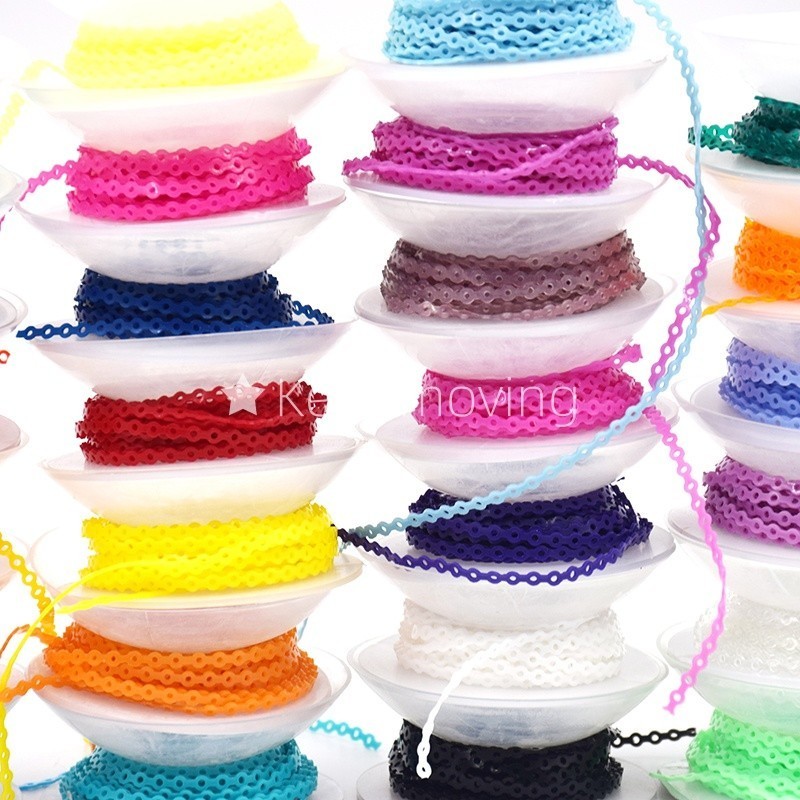 Dental Orthodontic Elastic Rubber Power Chain Braces Bands Short/Long/Close