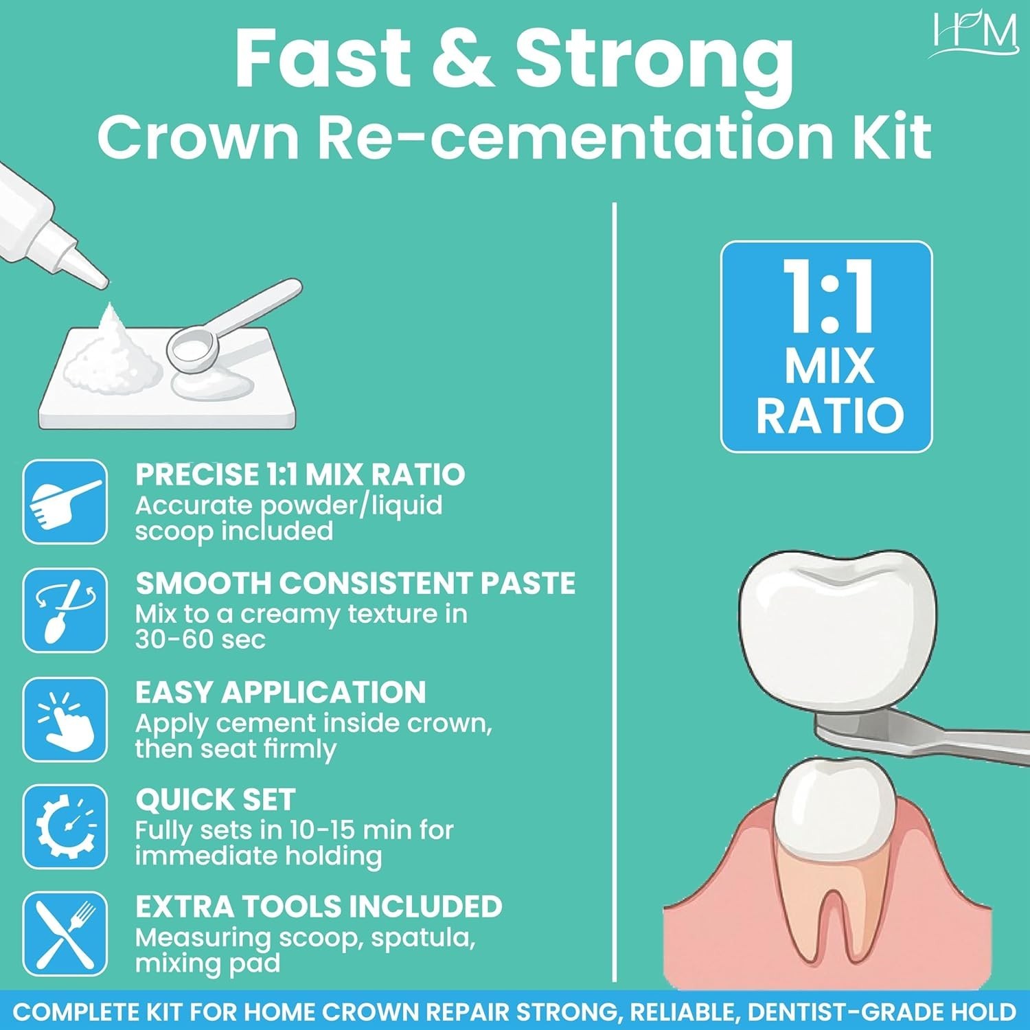 Super Adhesive Dental Cement Kit – Fast Drying, Non-Toxic Tooth Repair Solution