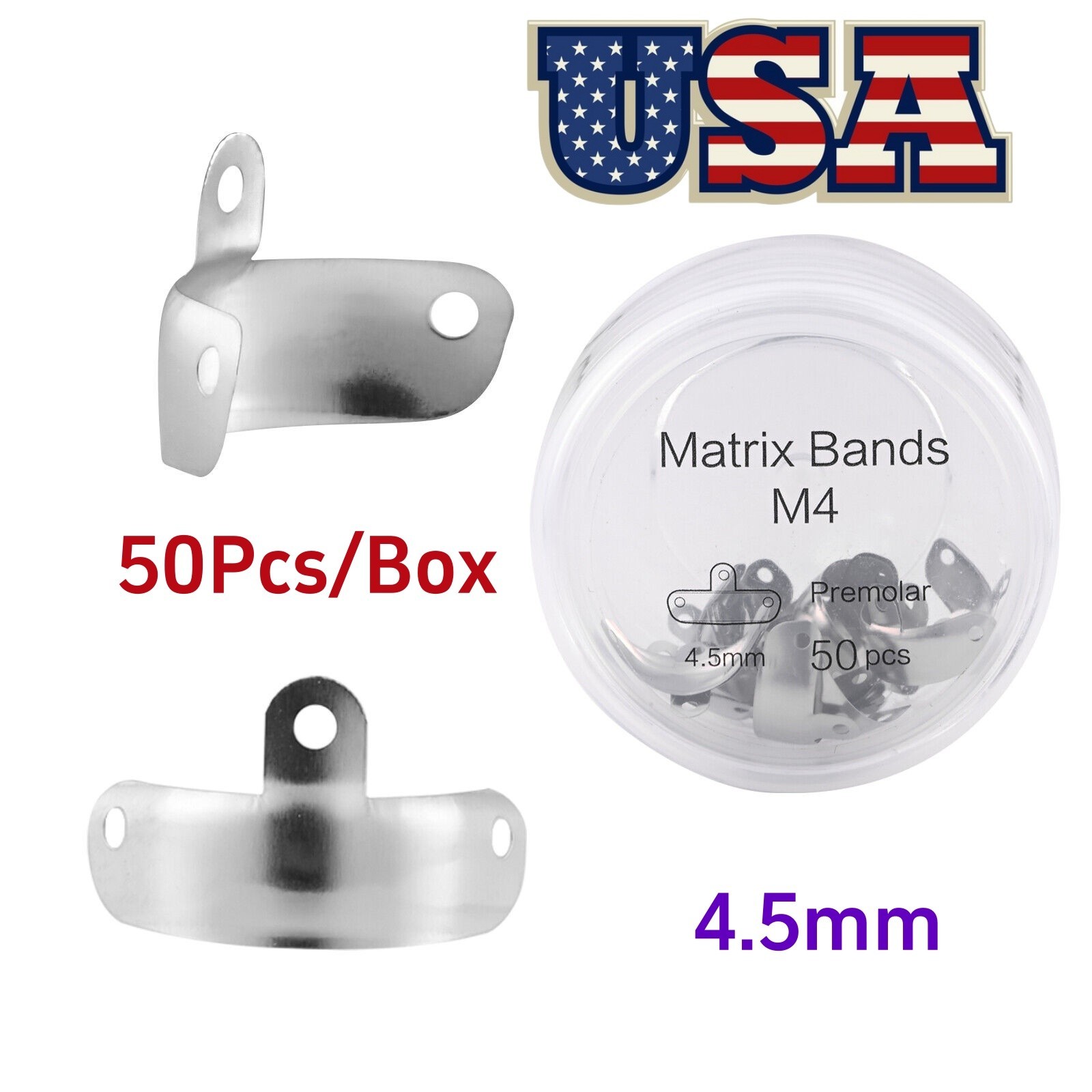 50Pc Dental Sectional Contoured System Matrix Bands M4 Metal Matrices Refill USA