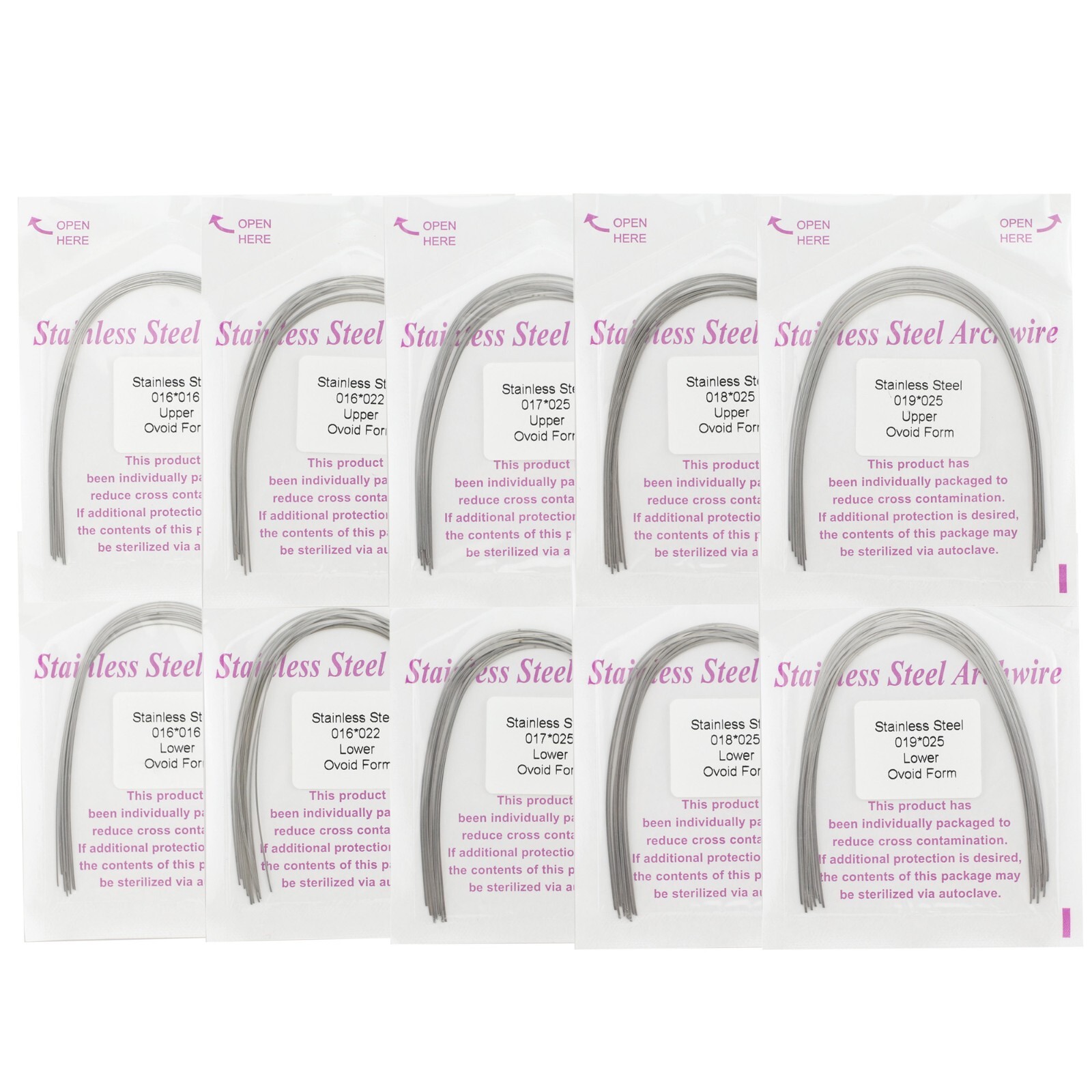 Dental Orthodontic Arch Wire Stainless Steel Rectangular Ovoid Upper Lower 16X22
