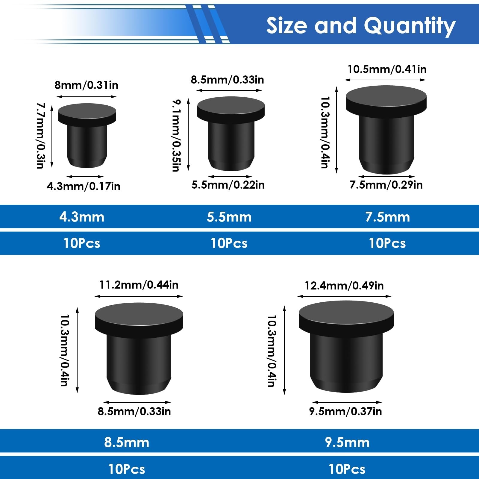 300Pcs Silicone Rubber Stoppers – 3 Types, 24 Sizes, High-Temp Resistant, Toolbo