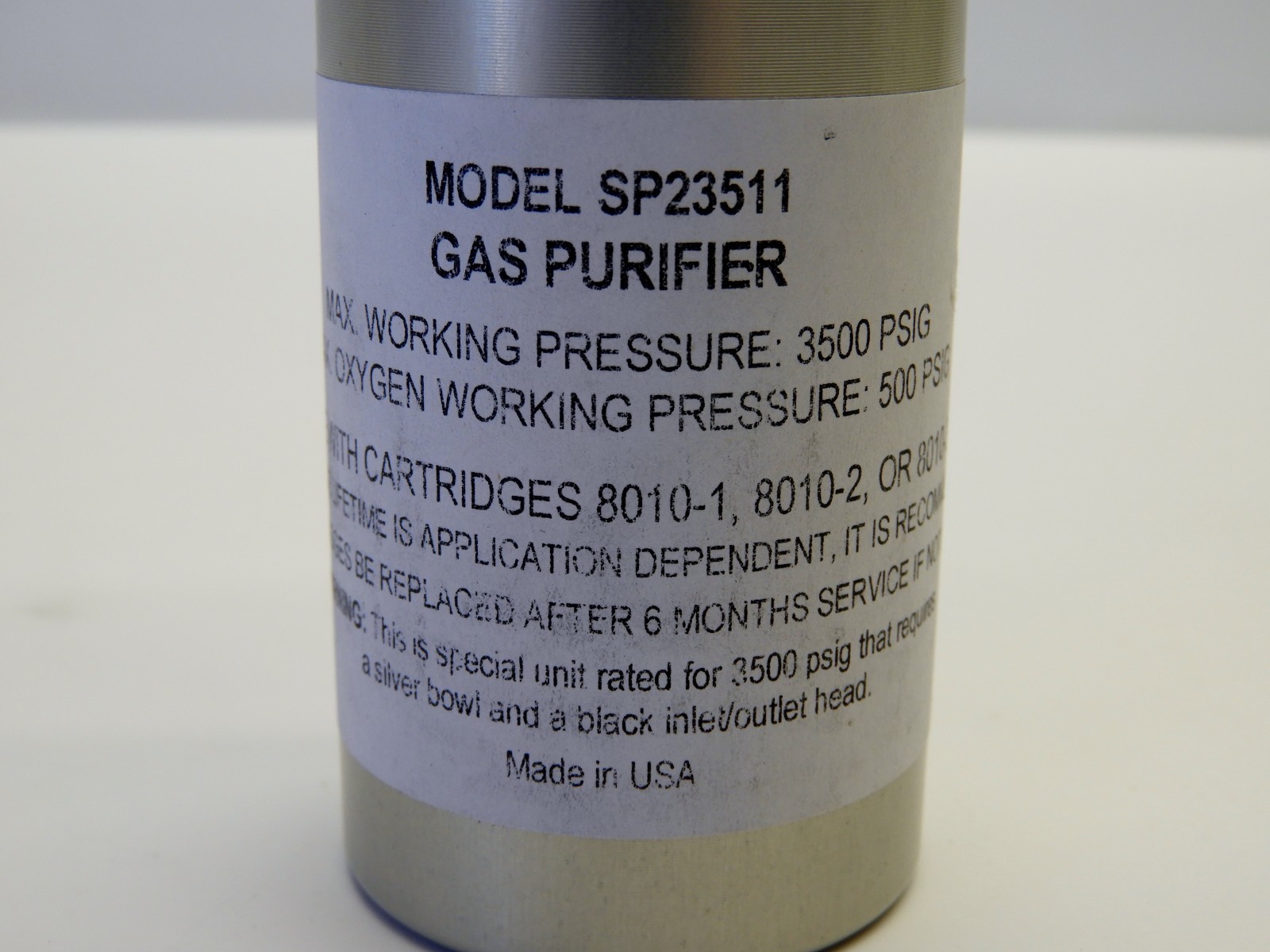 SP23511 Gas Purifier Housing Fits Cartridges 8010-1, 8010-2, 8010-3