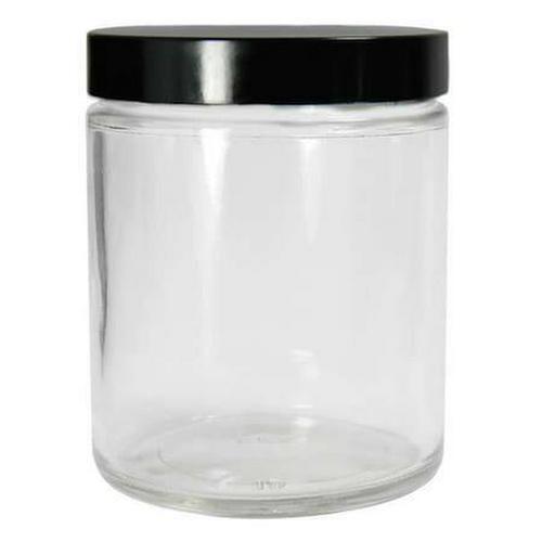 QORPAK 2oz 60mL Clear Glass Wide Mouth Sampling Jars Black Phenolic Cap PK24