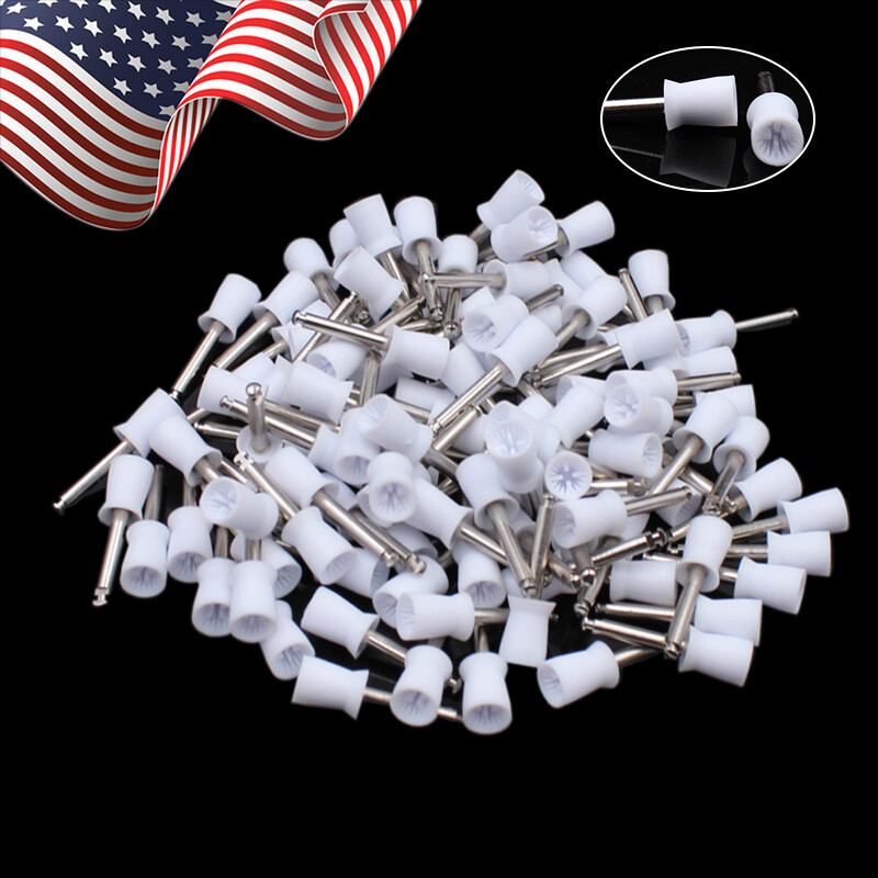 100 pieces Dental Rubber Prophy Tooth Polishing Cups brushes white polish US