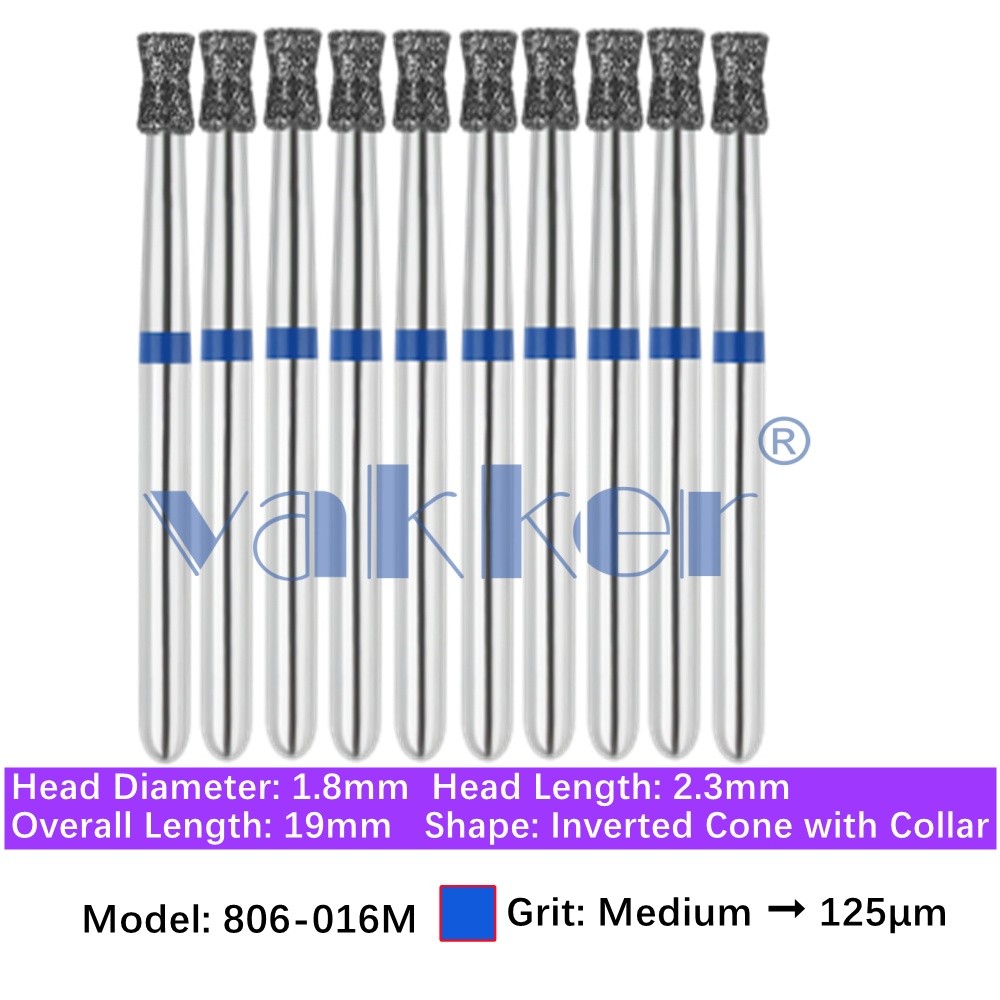 10pc Dental FG Diamond Burs Double Inverted Cone 806-016M Medium Grit High Speed