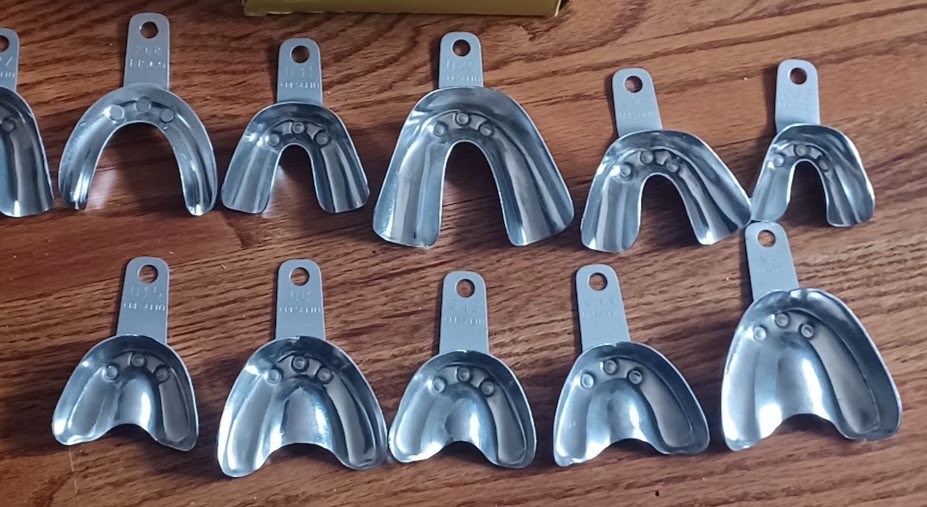 Crescent Dental Impression Trays Set of 11 w/ One Bisco Mandibular Intruder