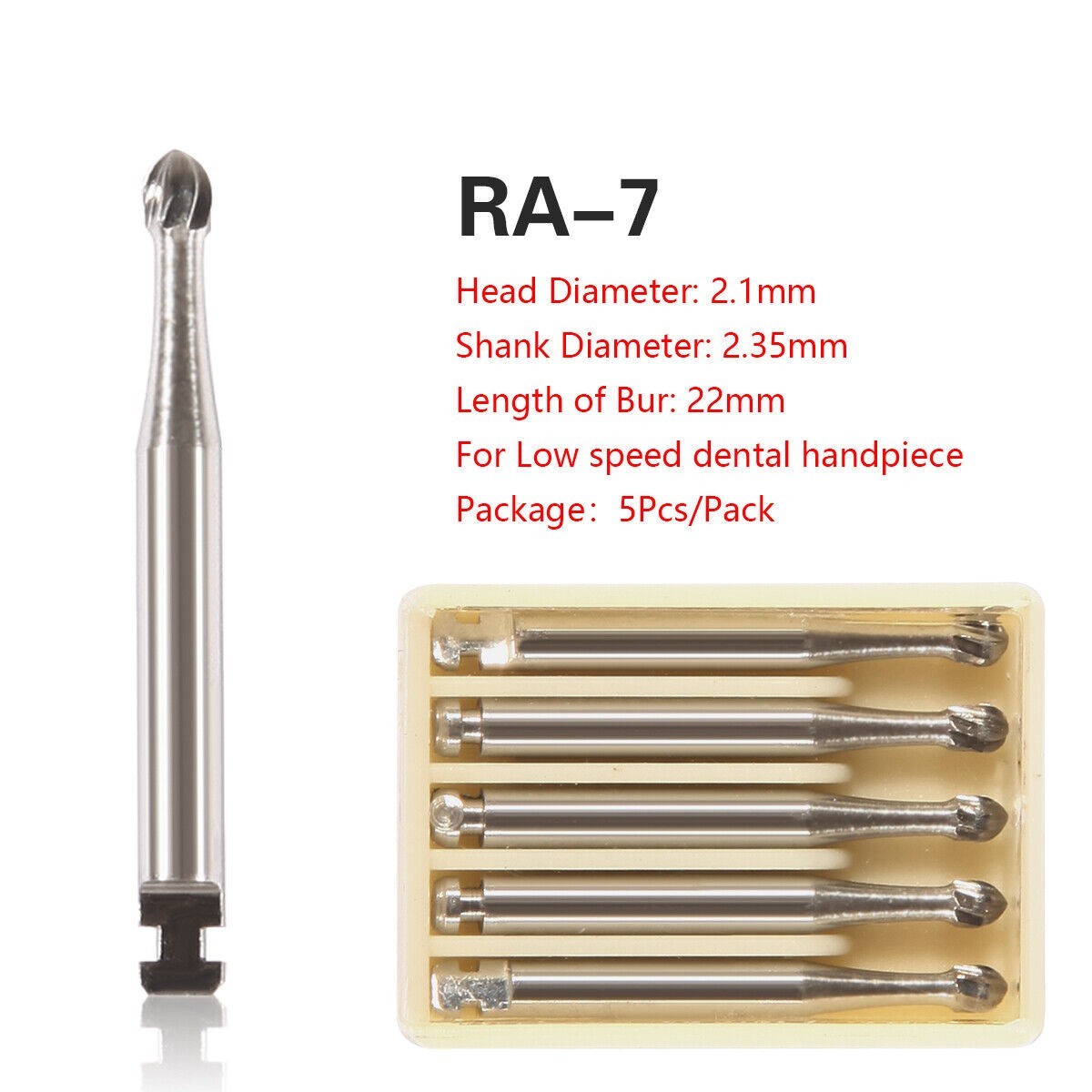 Dental Round Latch Carbide Bur RA 1 2 3 4 5 6 7 8 For Slow Speed 5Pcs/Box