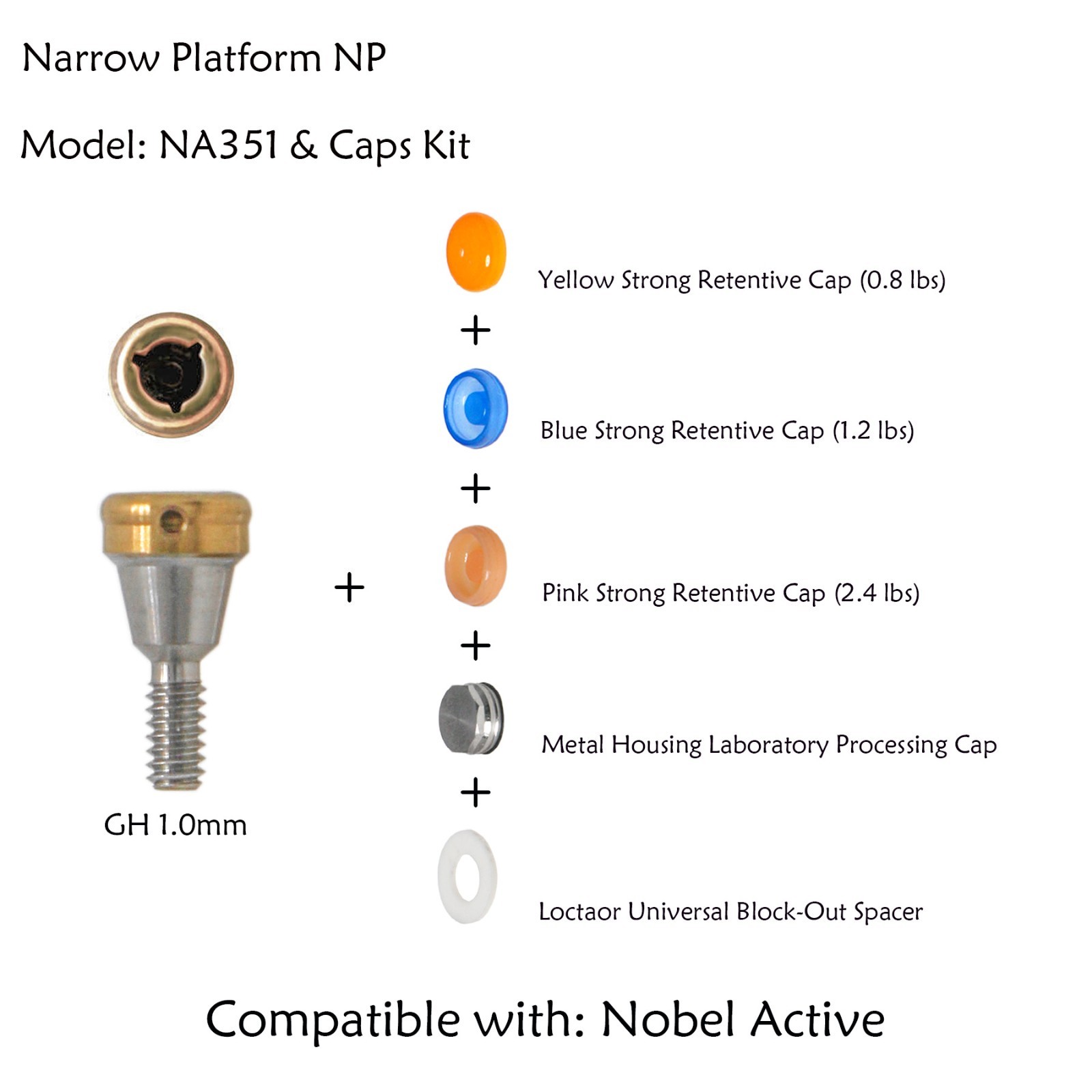 Locator Abutment for Nobel Active Biocare Conical Connection NP/RP 1-5mm Height