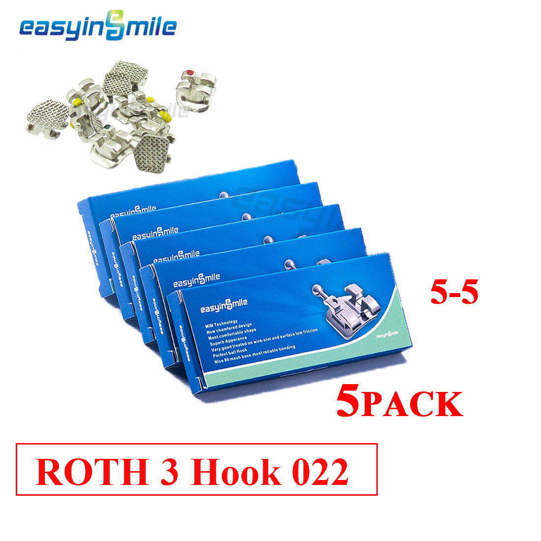 10Packs Orthodontic Metal Brackets Dental MINI Braces MBT/ROTH 022 Hook 3/345