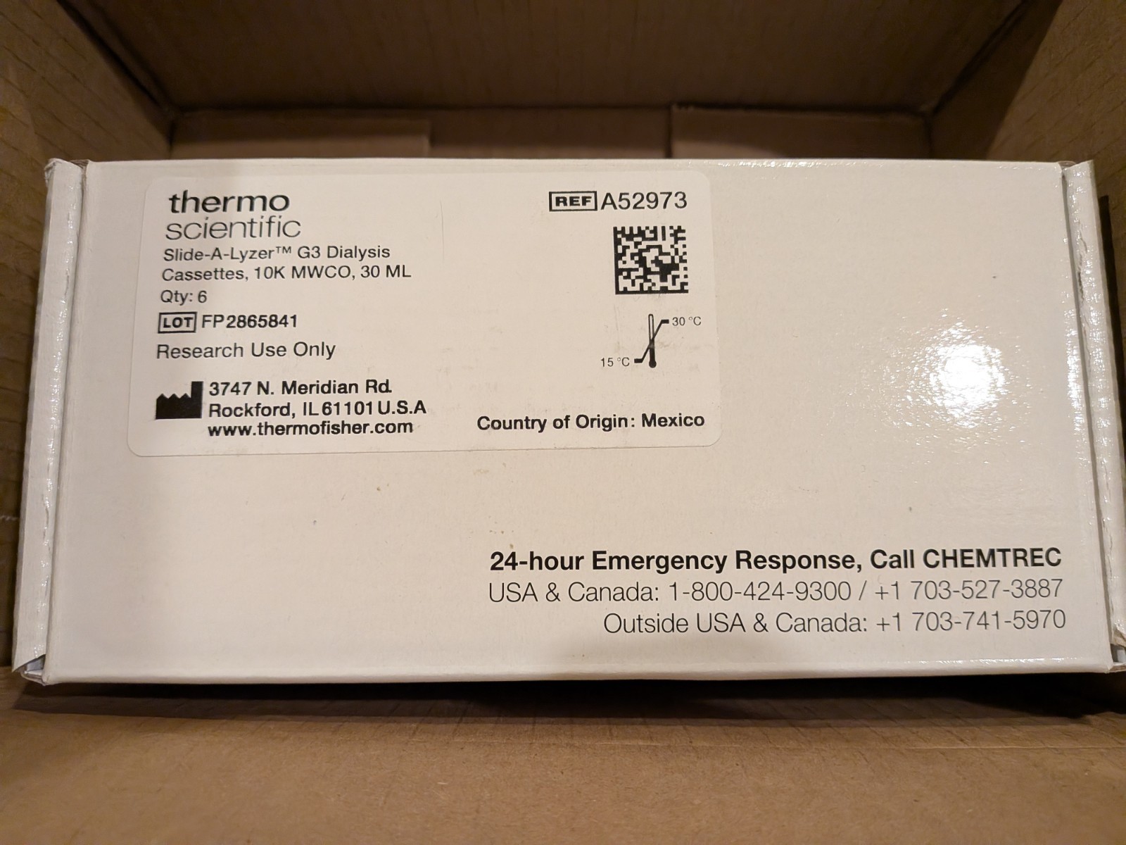 Thermo Scientific Slide-A-Lyzer G3 Dialysis Cassettes 10K MWCO 30mL A52973