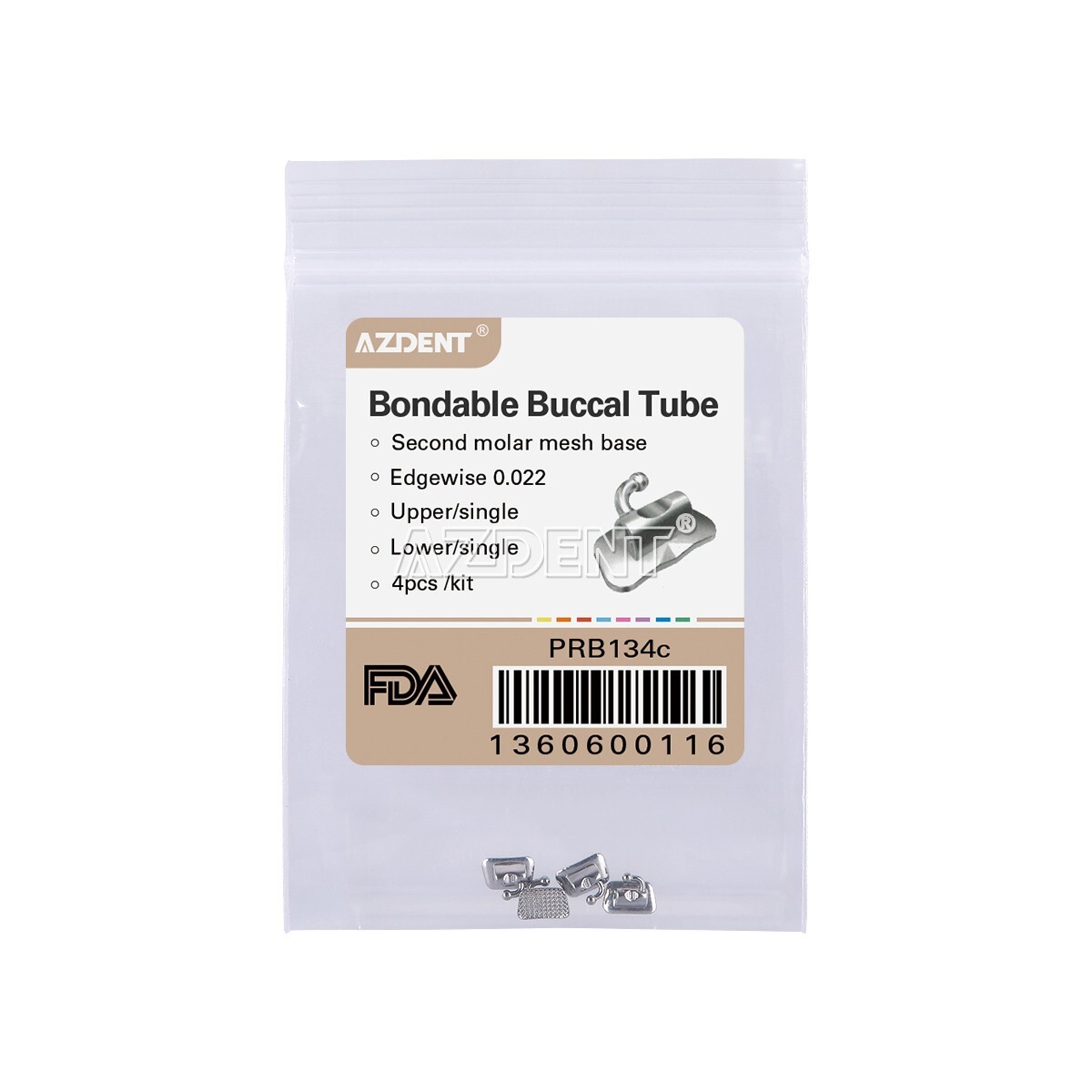 4pcs Dental Orthodontic 1st Molar Edgewise 0.022 Buccal Tubes Bondable Non-conv