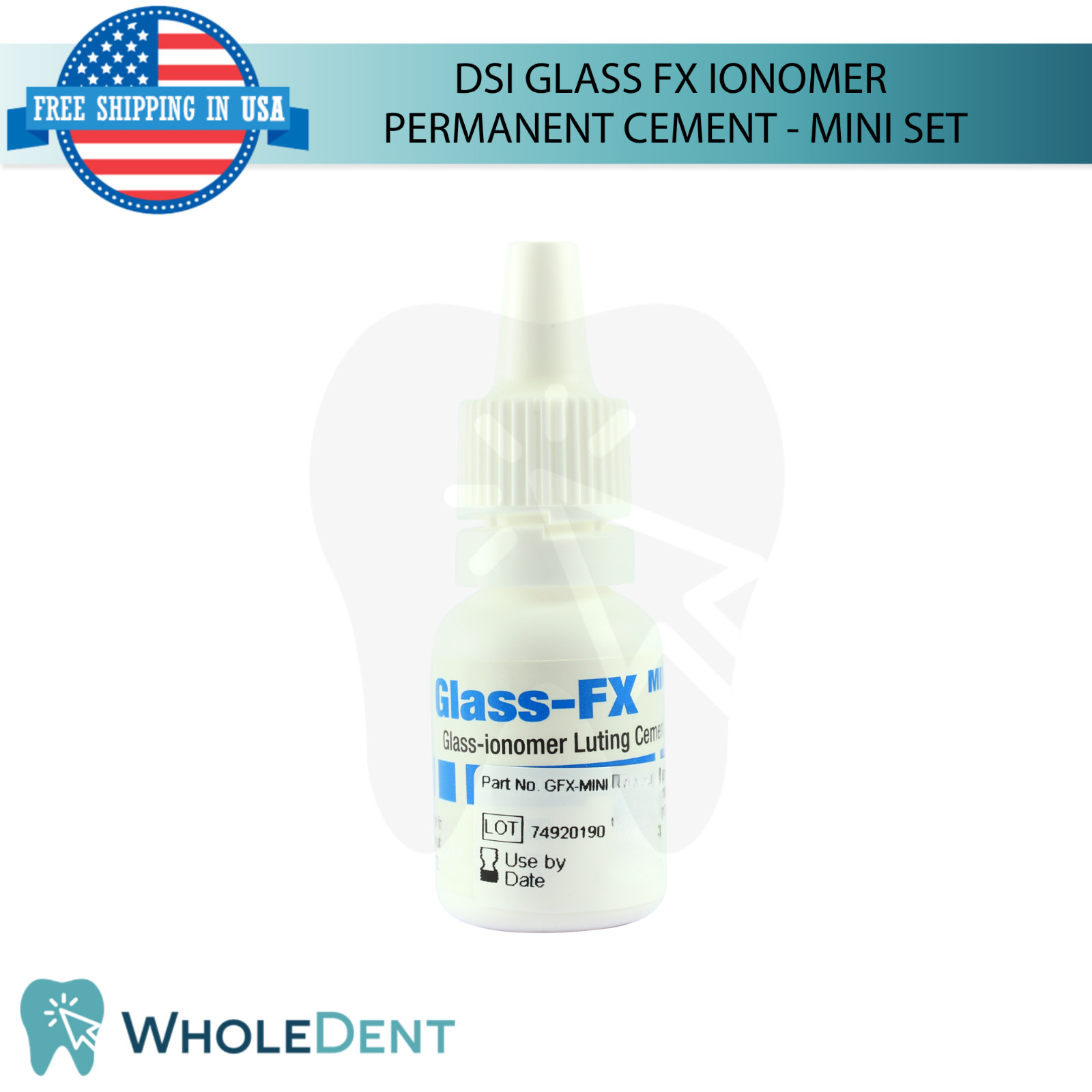Glass FX lon0mer Permanent Cement Dental Restoration Adhesive Mini Set