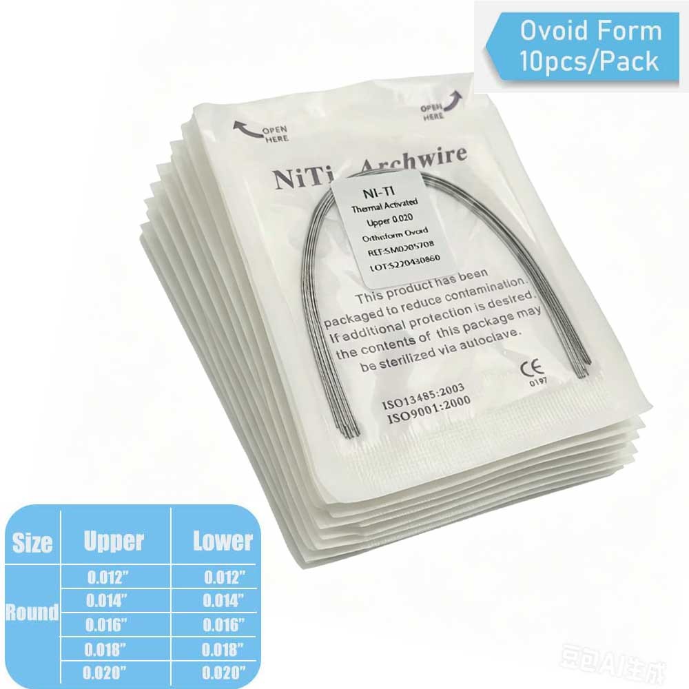 Dental Orthodontic Heat Thermal Activated NITI Arch Wires Ovoid Round