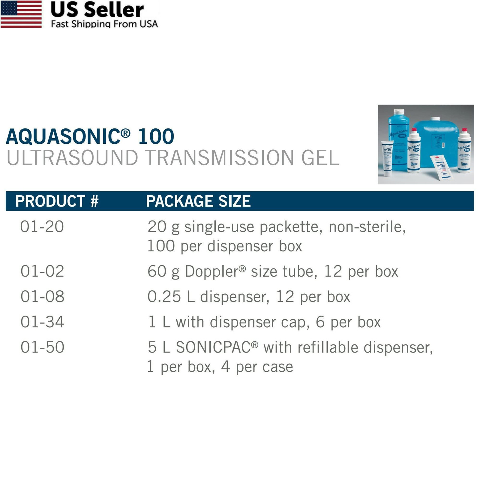 Parker Laboratories Aquasonic Ultrasound Gel .25 Liter Bottle Acoustic Medium