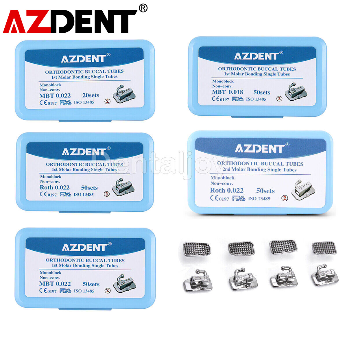 AZDENT Dental Orthodontic Buccal Tubes 1st 2nd Molar Roth MBT 022 Bondable