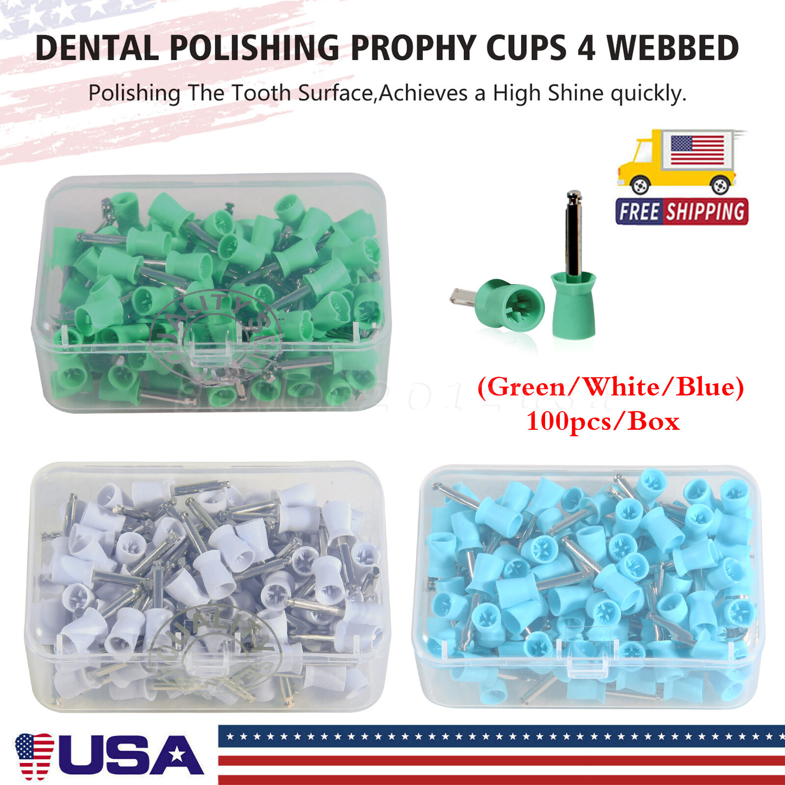 100pcs/Box Dental Prophy Tooth/Teeth Polishing Cups Brushes Latch Type Webbed