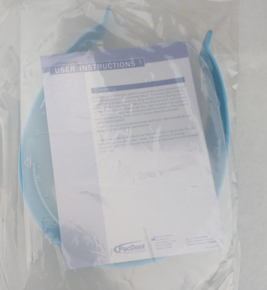 PacDENT iVISOR Face Shield Blue Kit With 1 Visor & 3 Shileds V013B 1pc