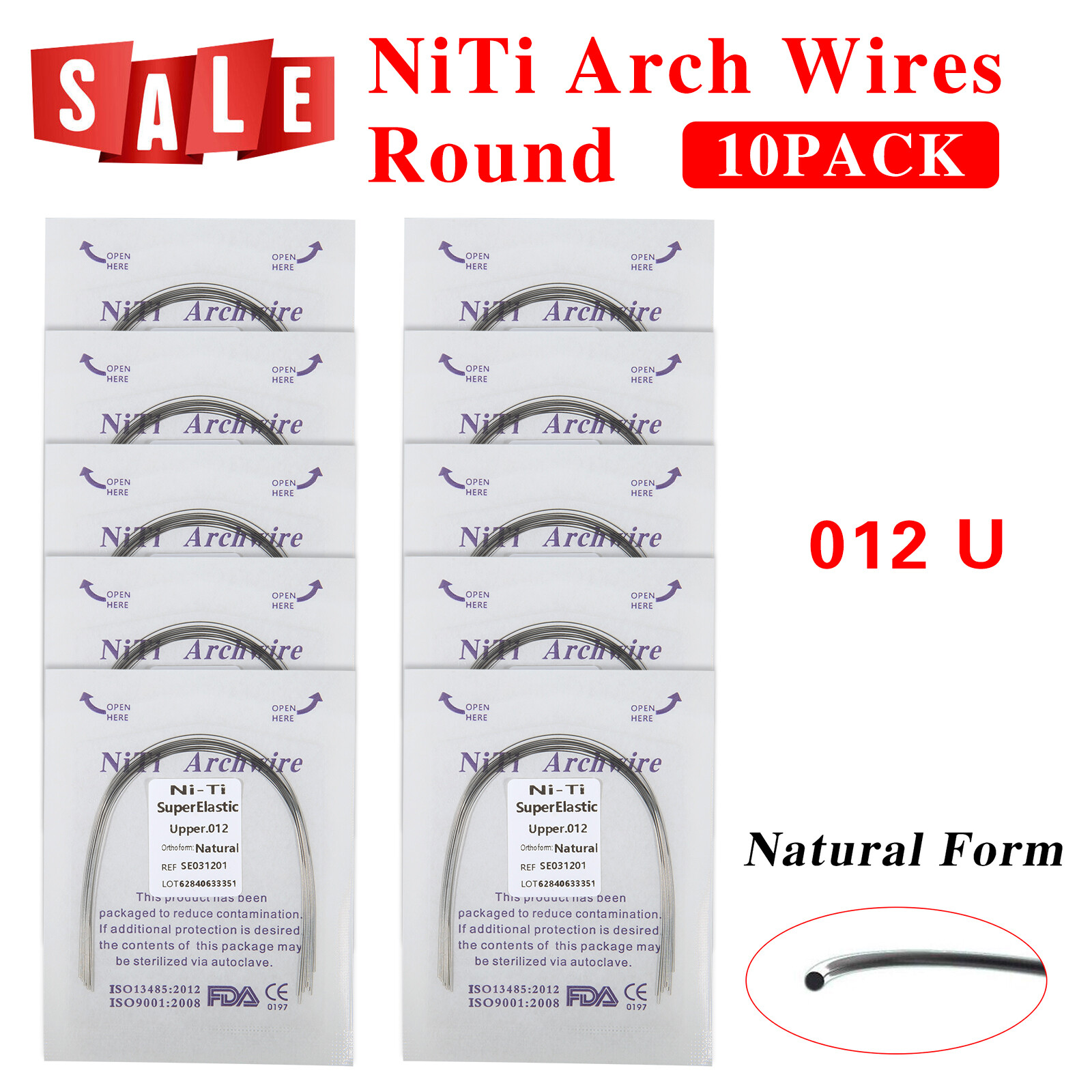 100pcs Dental Orthodontic Arch Wire Round Niti Natural 0.12 Upper Super Elastic