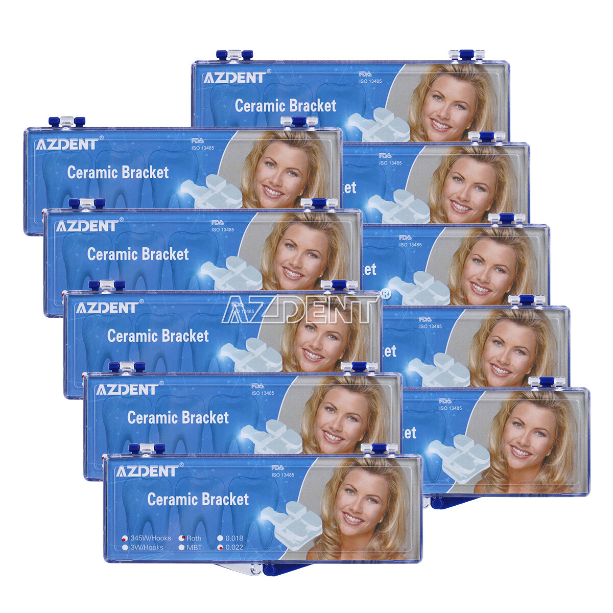 AZDENT Dental Orthodontic Ceramic Bracket Braces Roth/ MBT 0.022/018 Hooks 3-4-5