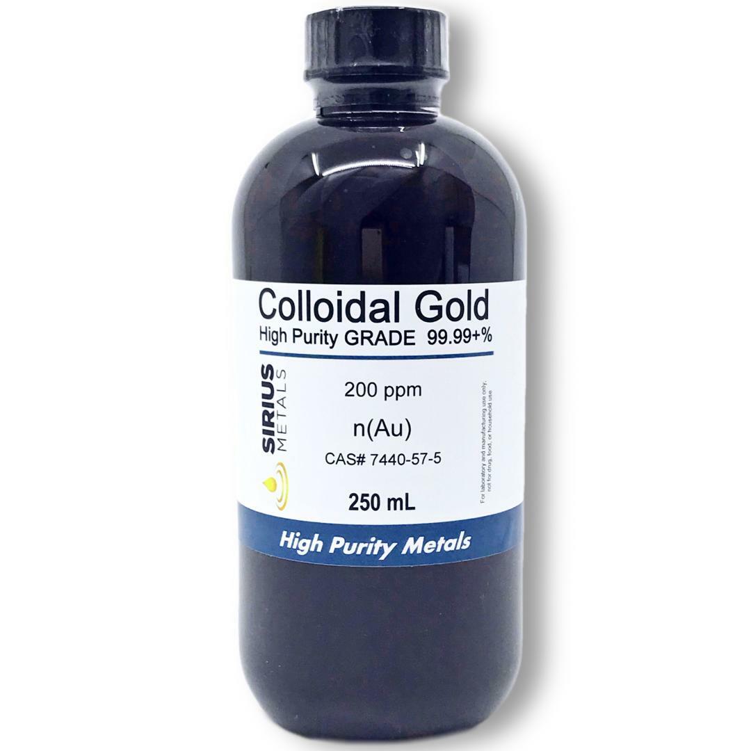 True Colloidal Gold Nanoparticles (AuNPs): 200ppm – 250mL in Plastic