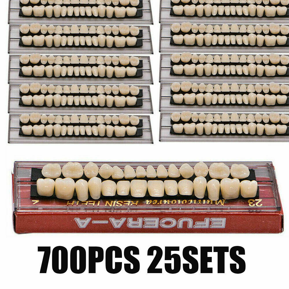 700Pcs Denture Shade A2 23# Acrylic Resin Dental False Teeth Upper Lower Full US