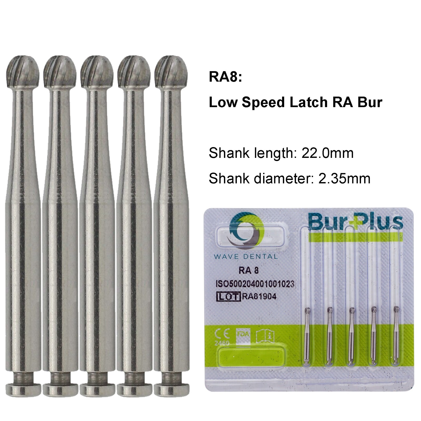 WAVE Dental Round Carbide Bur For Slow Speed Latch RA1-8 Taper Fissure RA702 699
