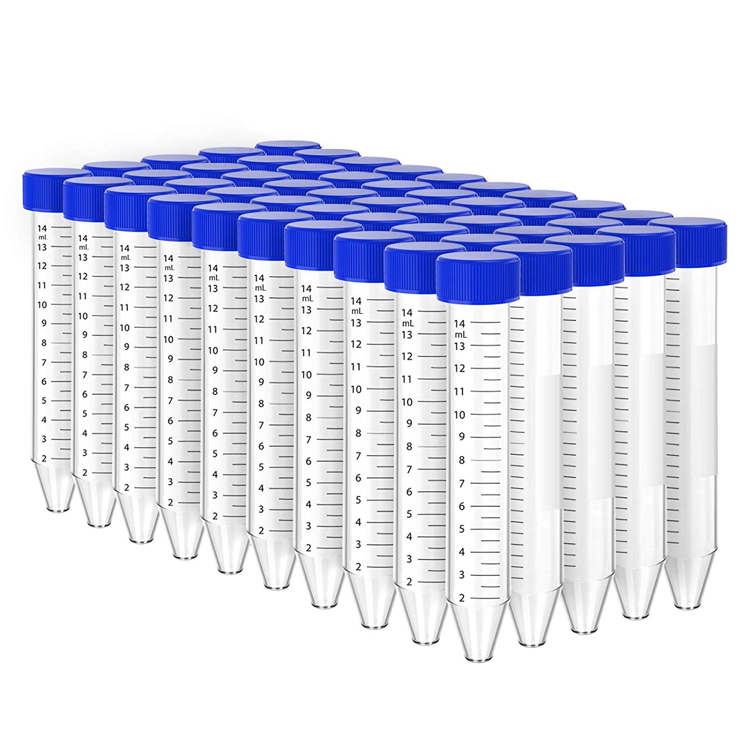 50X 15ml Plastic Centrifuge Test Tube Vial Container Self Standing Screw Cap New