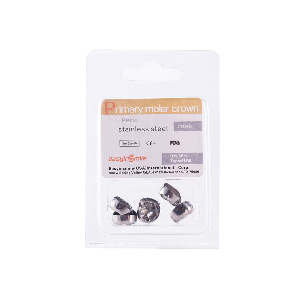 5Pcs Dental Molar Crown Stainless Steel Temporary Primary Kids Crown All Size US