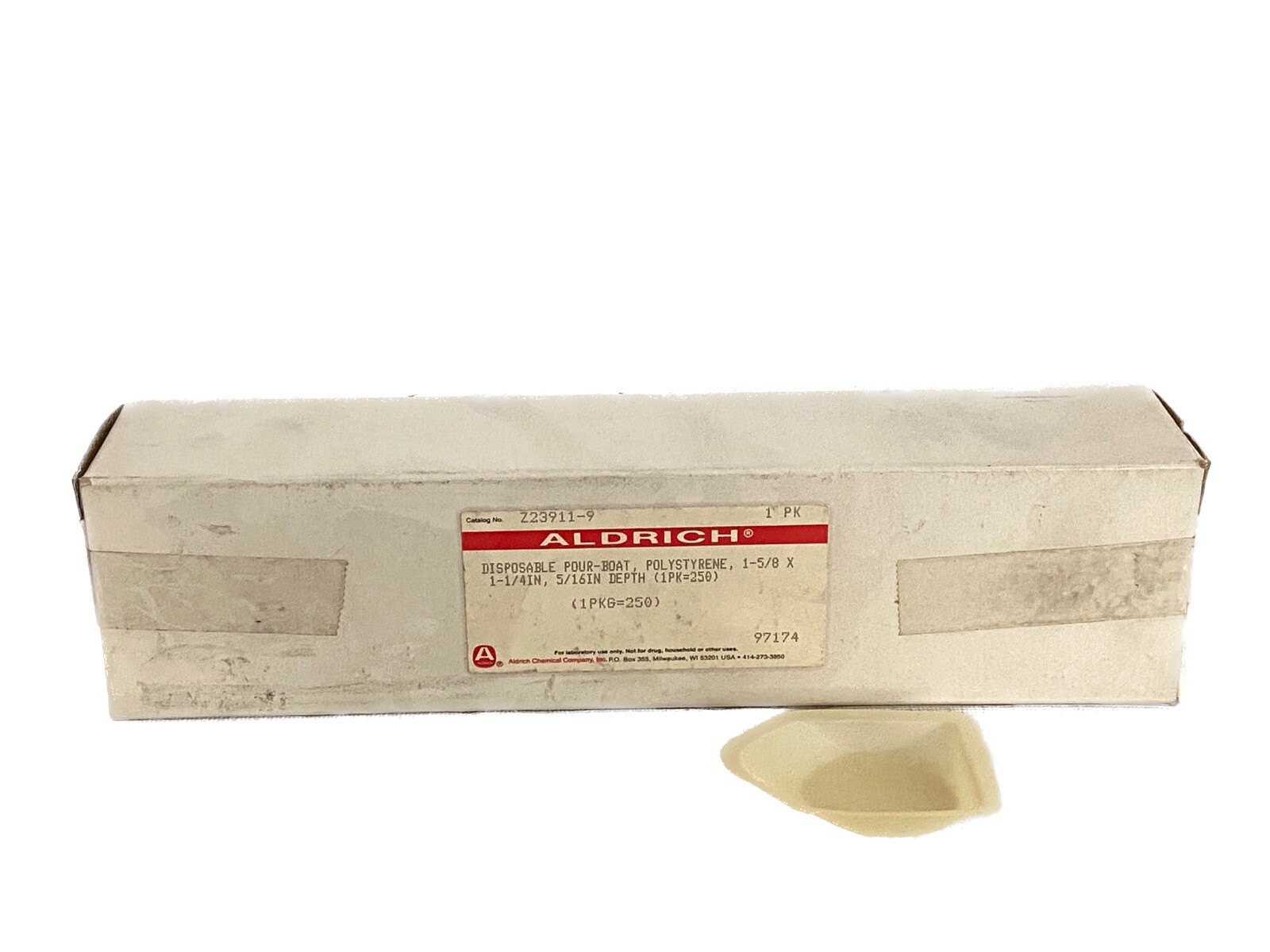 (250/Pk) ALDRICH Disposable PS Pour Boat 1-5/8” x 1-1/4” 5/16” Depth Z239119