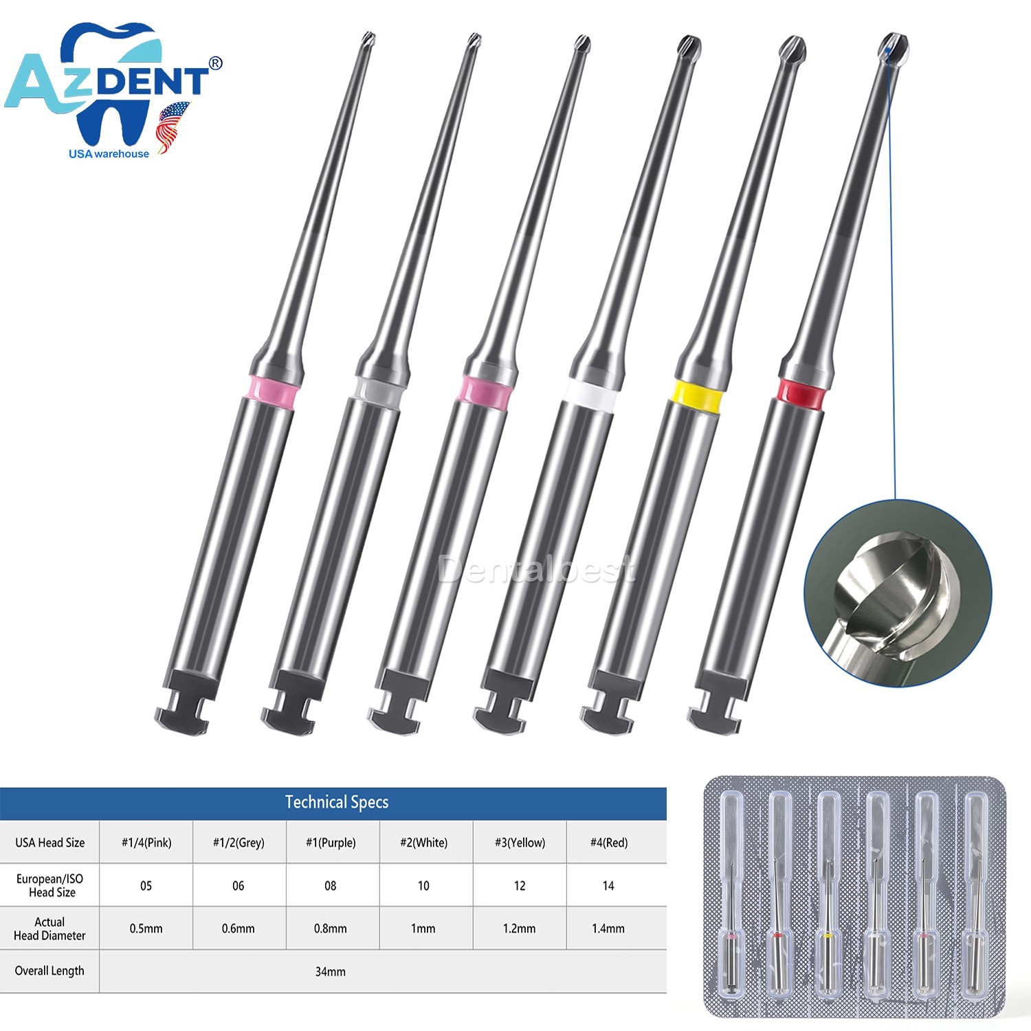 Dental Long Neck Microscope Endo Tungsten Carbide Bur RA2.35mm 31mm / 34mm