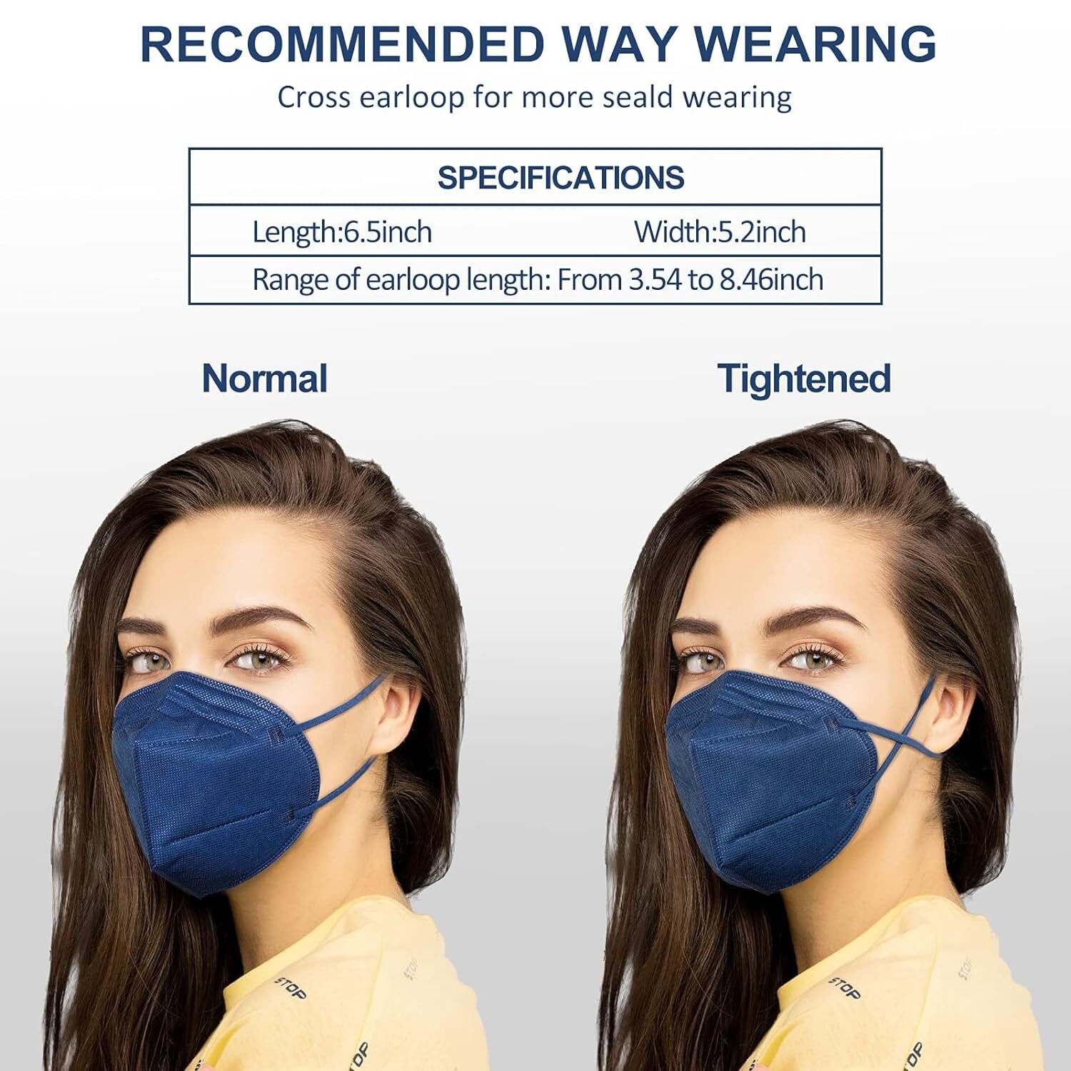 Blue KN95 Disposable Face Mask Protective 5 Layer Earloop Filters 95% PFE & BFE