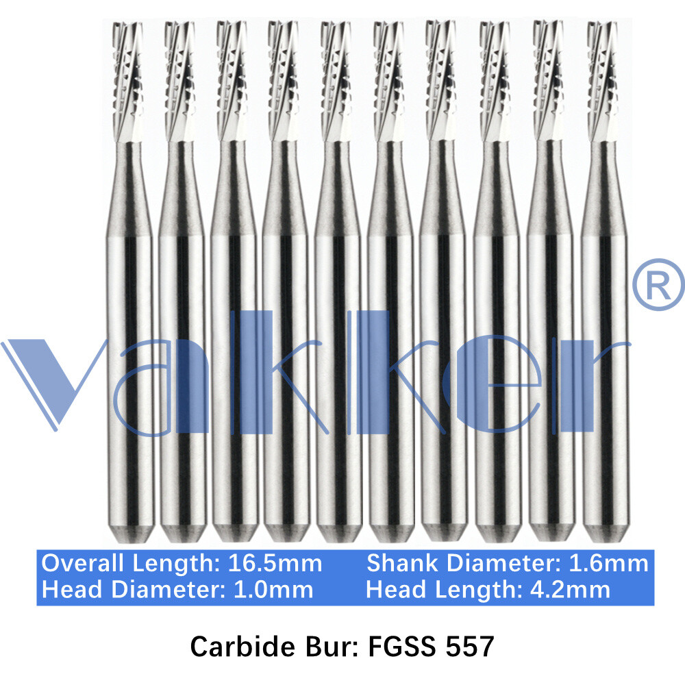 Vakker 10PC Dental Bur Friction Grip Carbide Burs FG SS 2 6 8 Short Shank 16.5mm