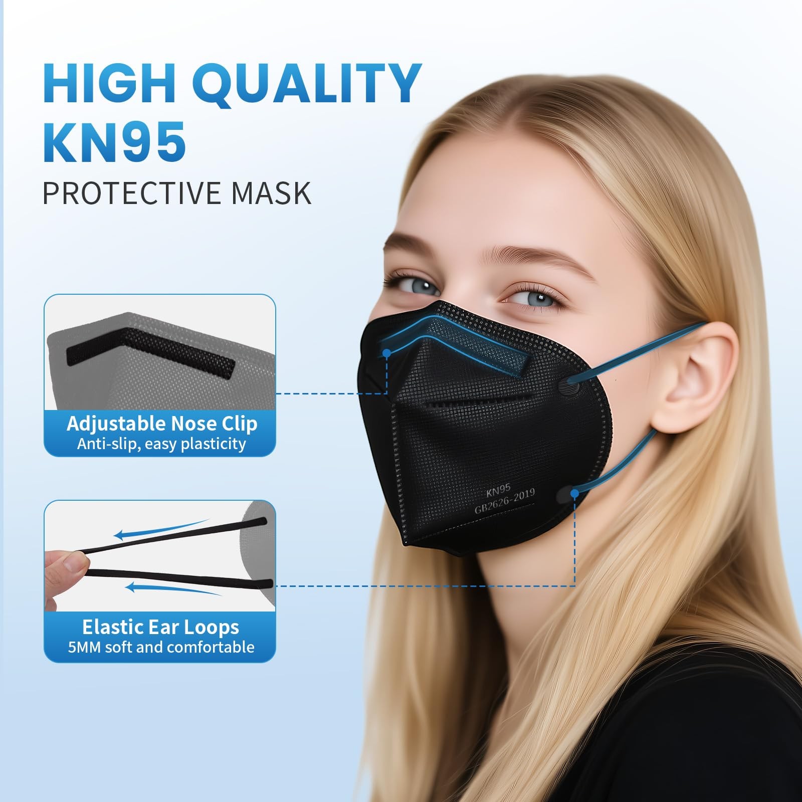 KN95 Face Masks 50 Pcs, 5-Ply Protection Multicolor KN95 Mask, Disposable Fac…