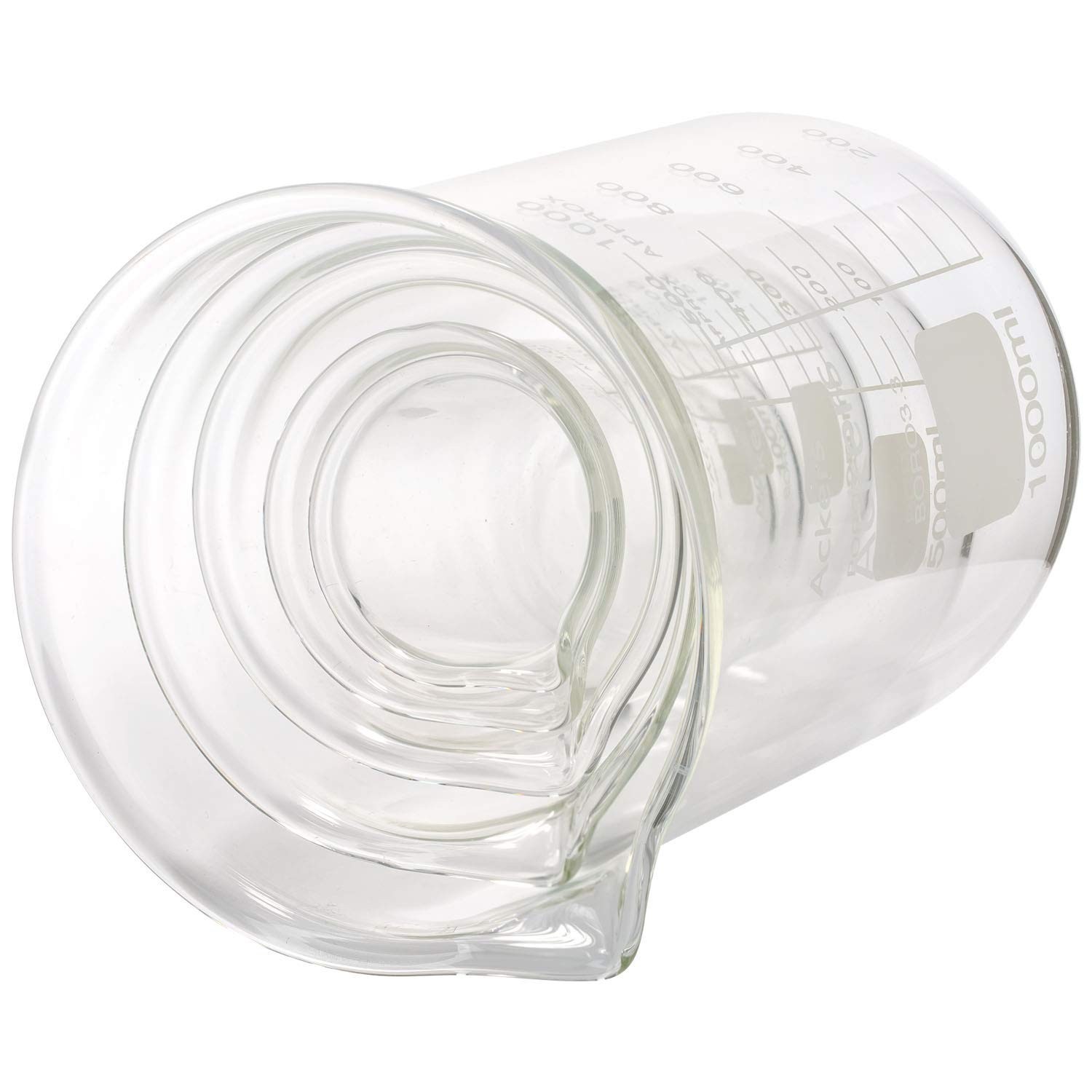 5 Pack Glass Lab Pyrex Beaker Set Measuring Cup 50/100/250/500/1000 ML