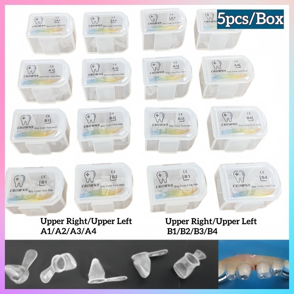 5pcs Dental Kids Strip Crown Form-Pedo Resin Pediatric Deciduous Anterior Crowns