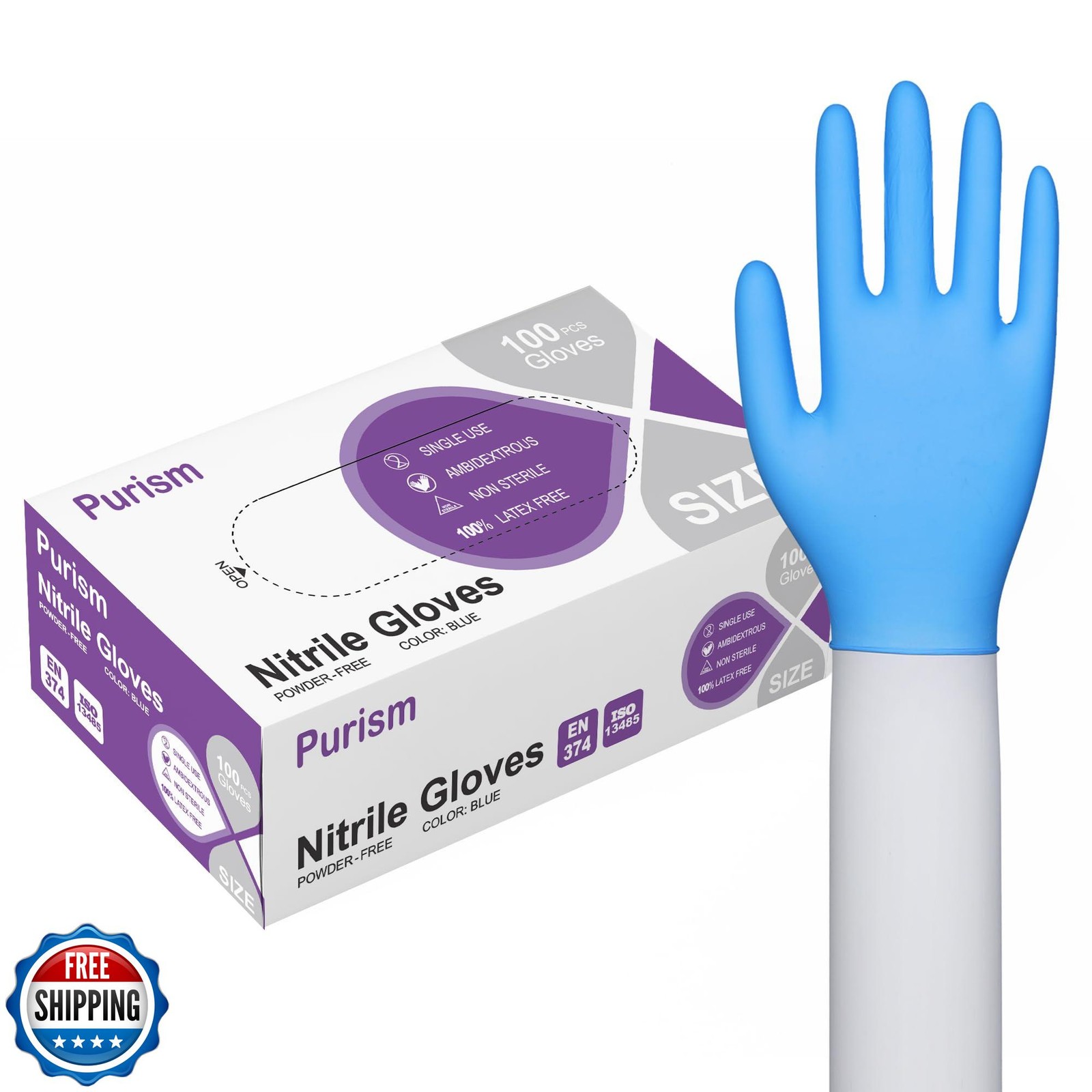 Daddy’s Choice Disposable Blue Nitrile Gloves, Size Large, No Lat