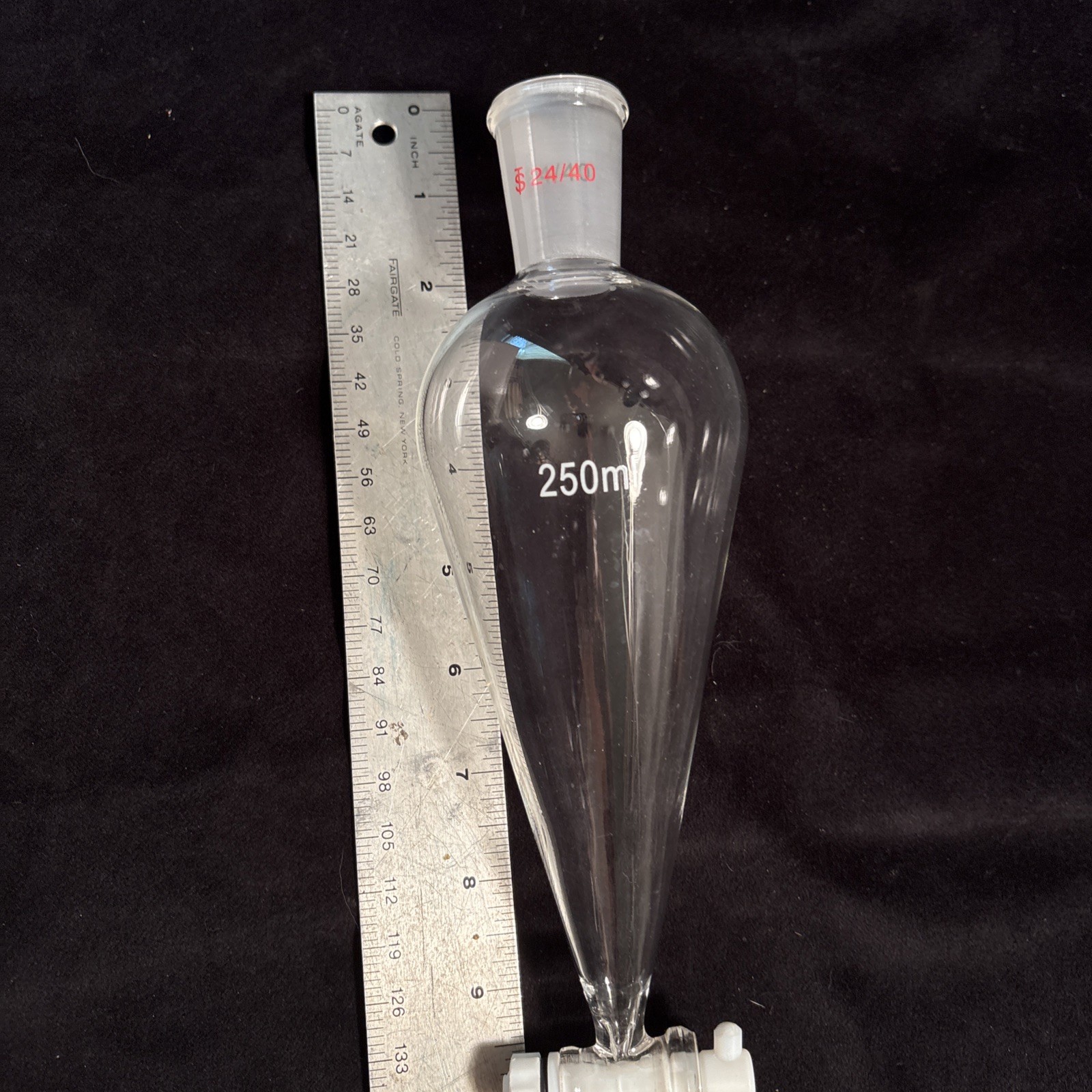 Lab glass separatory funnel 250ml separating funnel W 24/40 Unused Freeship!