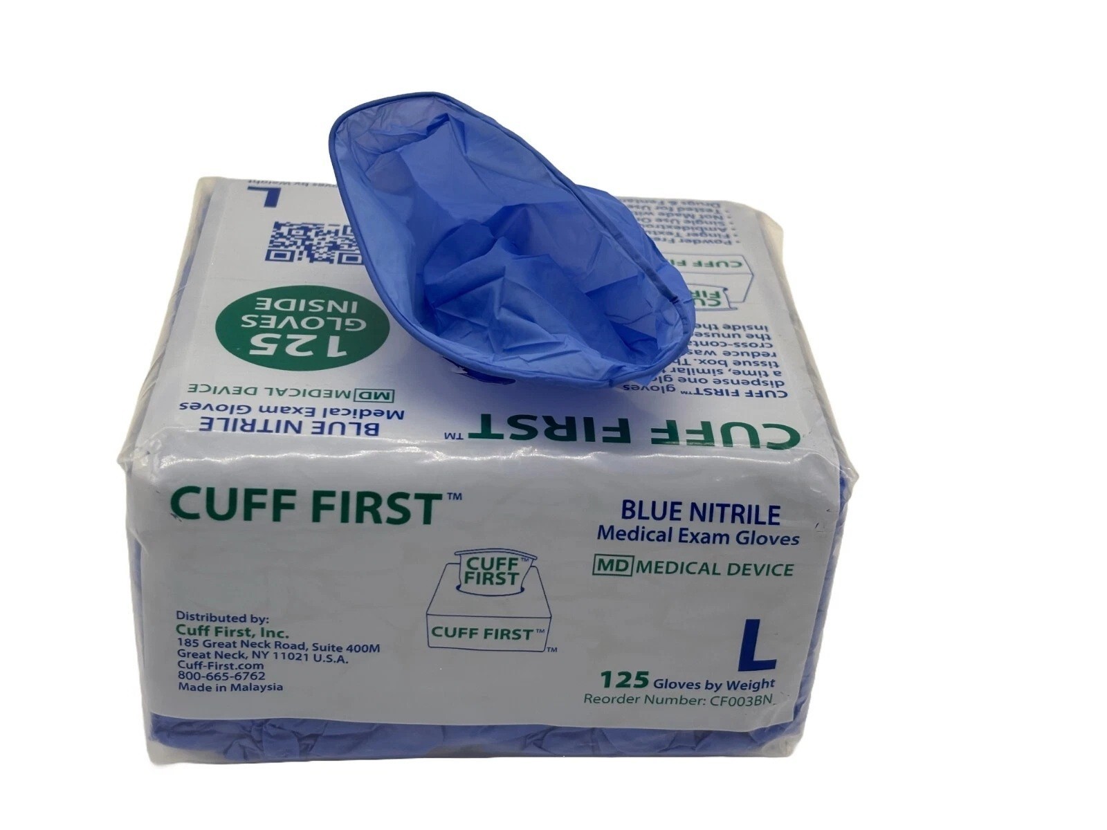 Cuff First Nitrile Exam Gloves 125 Ct Blue Latex-Free Powder-Free