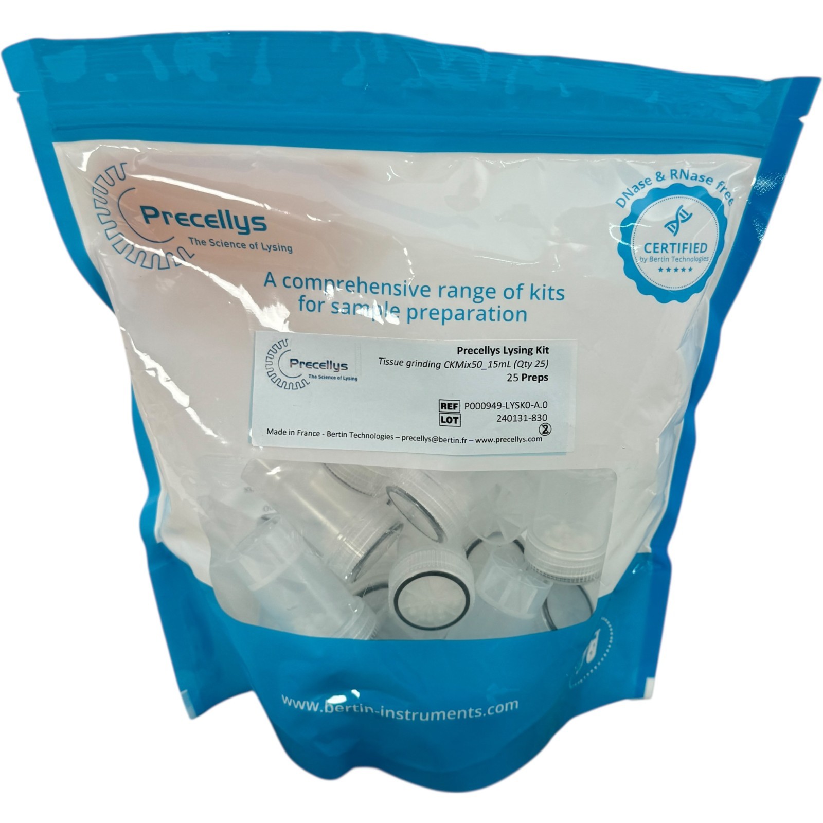 Precellys 15 mL Tissue Grinding Kit 15 ML QTY 25 P000949-LYSK0-A