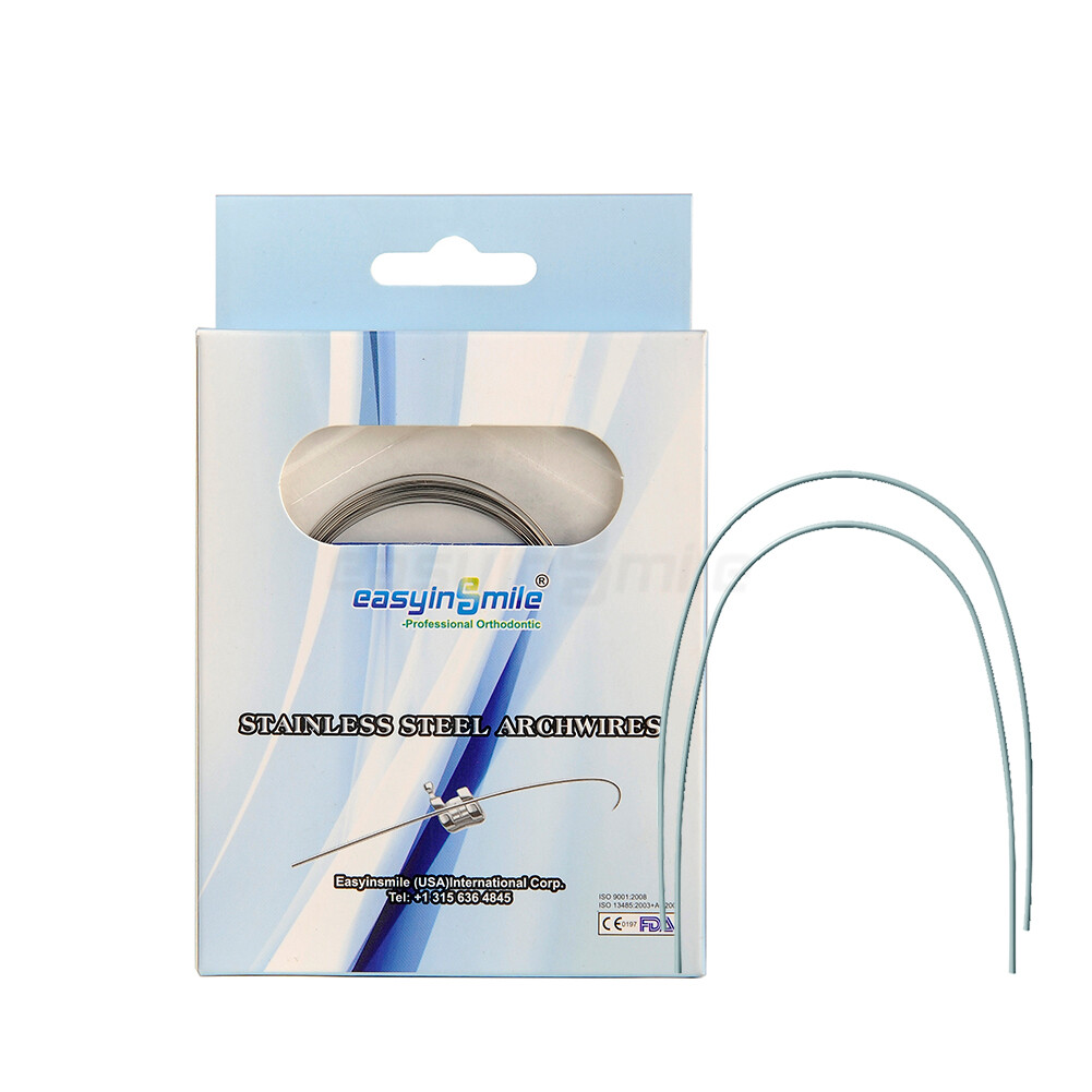 10Pk Dental Ortho Natural Stainless Steel/NITI Arch Wires Round 12-16-18-22 U/L